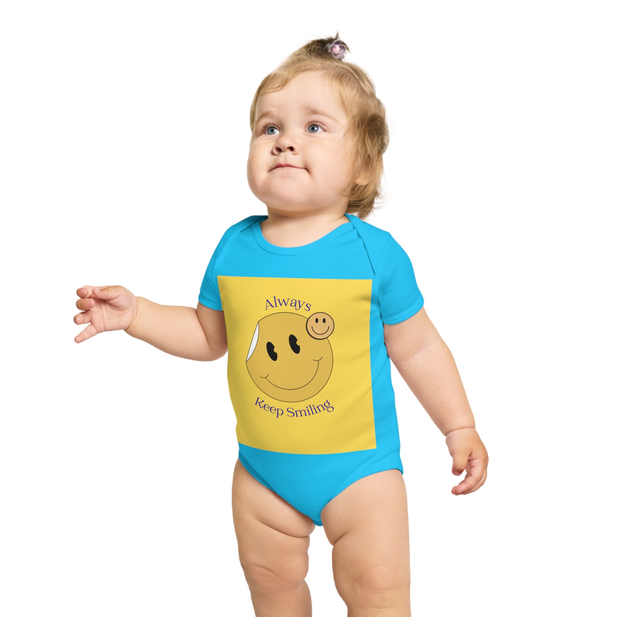 Baby Bodysuit "Always Keep Smiling" Smiley Graphic - Cute Infant Onesie Gift