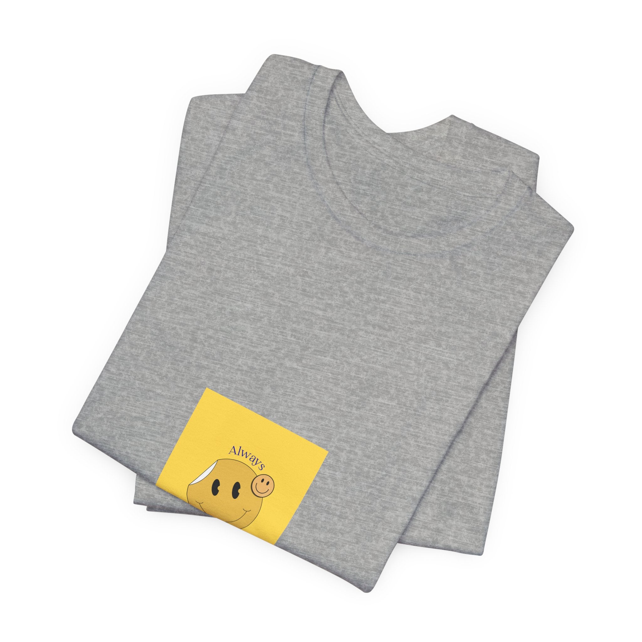 Smiley Bagel Tee — Cute ‘Always Happy’ Yellow Snack Graphic T-Shirt
