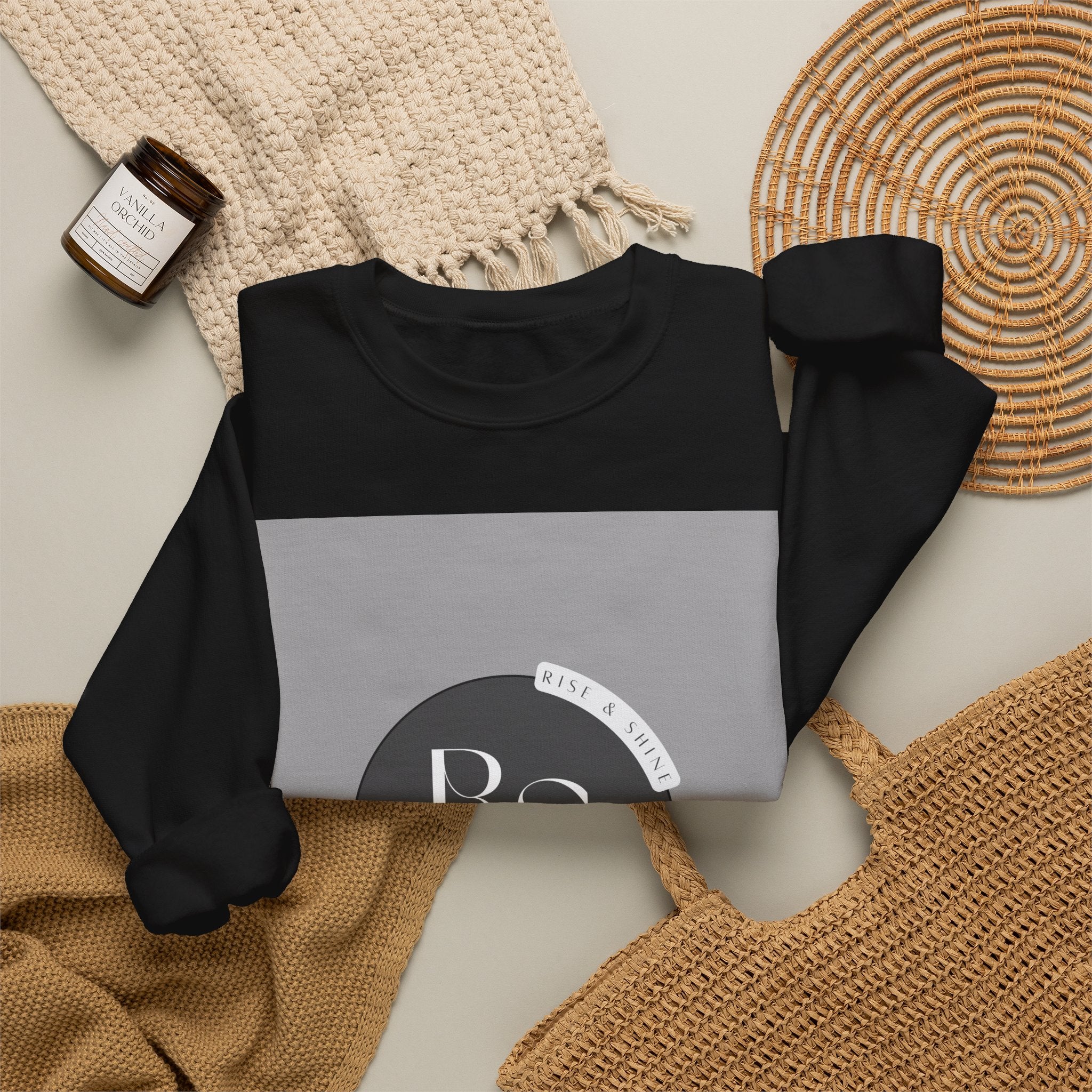 RS Monogram Crewneck Sweatshirt — Minimalist Gray Logo Pullover