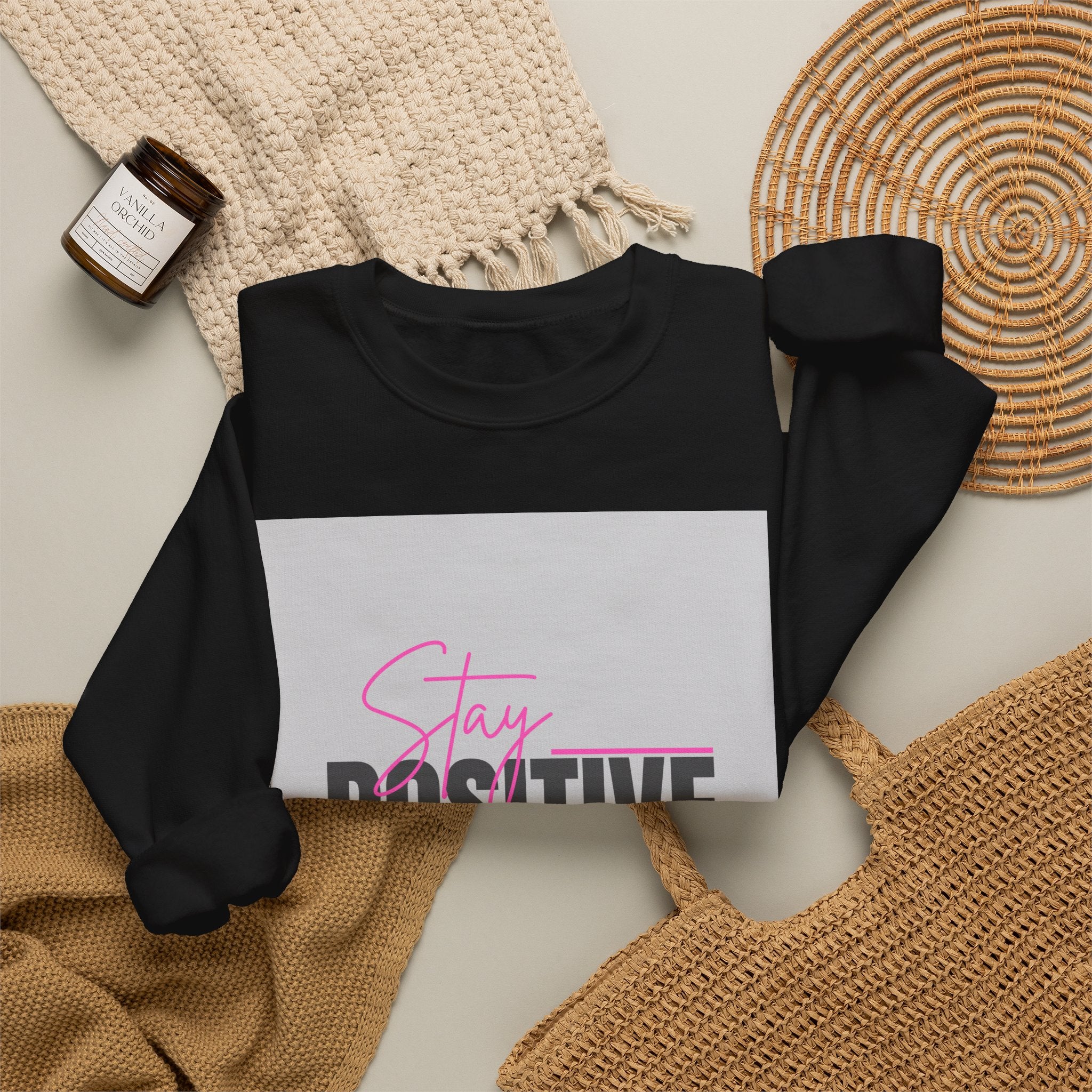 Stay Positive Crewneck Sweatshirt — Inspirational Graphic Sweatshirt