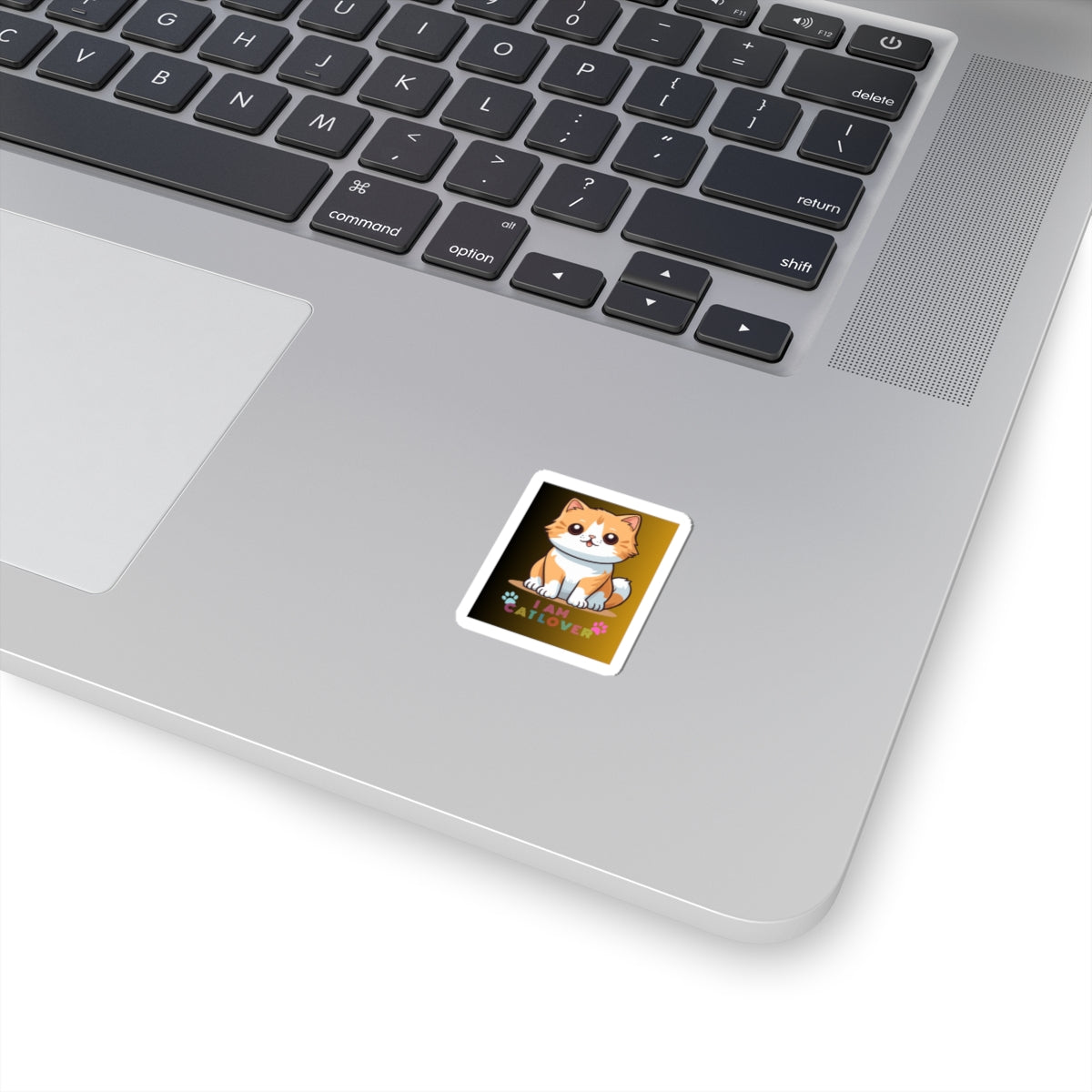 Kawaii Cat Lover Kiss-Cut Sticker — Cute Orange Kitten "I Am Catlover" Laptop Decal
