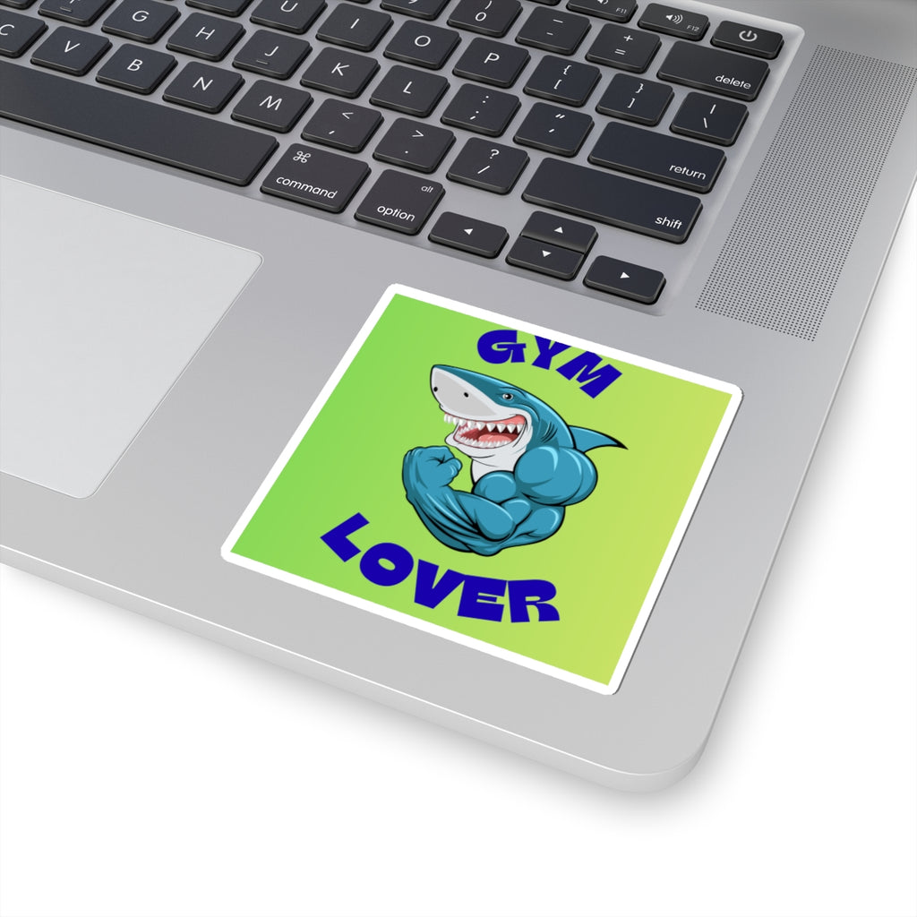 Gym Lover Sticker — Muscular Shark Kiss-Cut Vinyl Sticker
