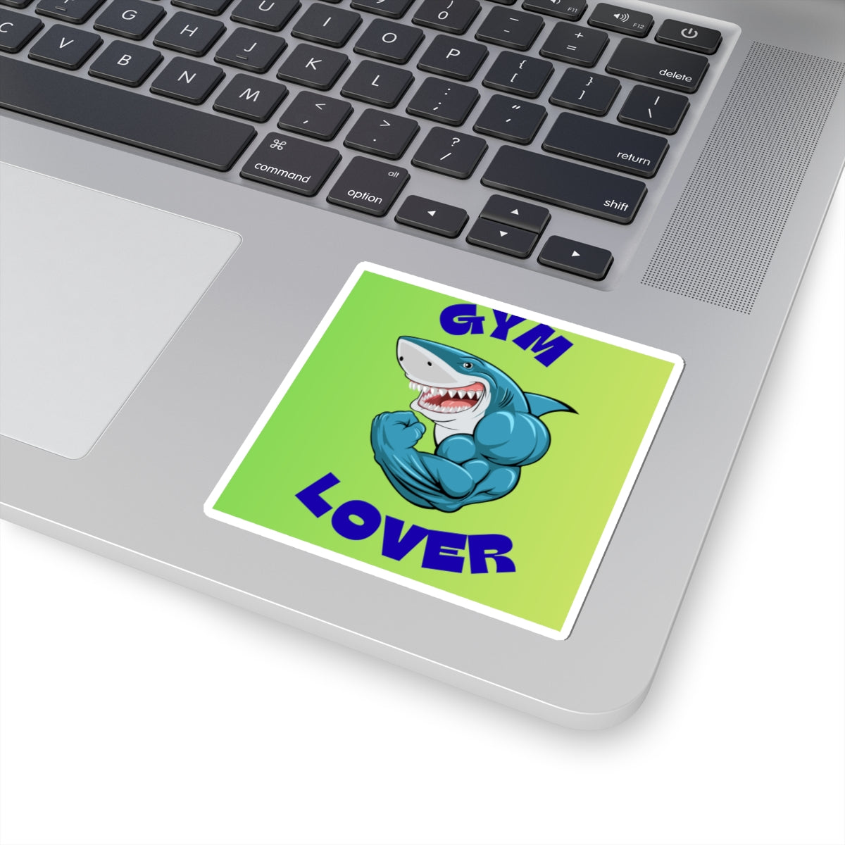 Gym Lover Sticker — Muscular Shark Kiss-Cut Vinyl Sticker