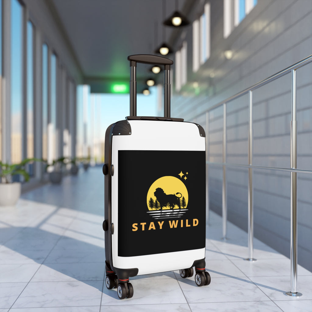 Stay Wild Suitcase - Lion Silhouette Travel Carry-On with Adventure Graphic