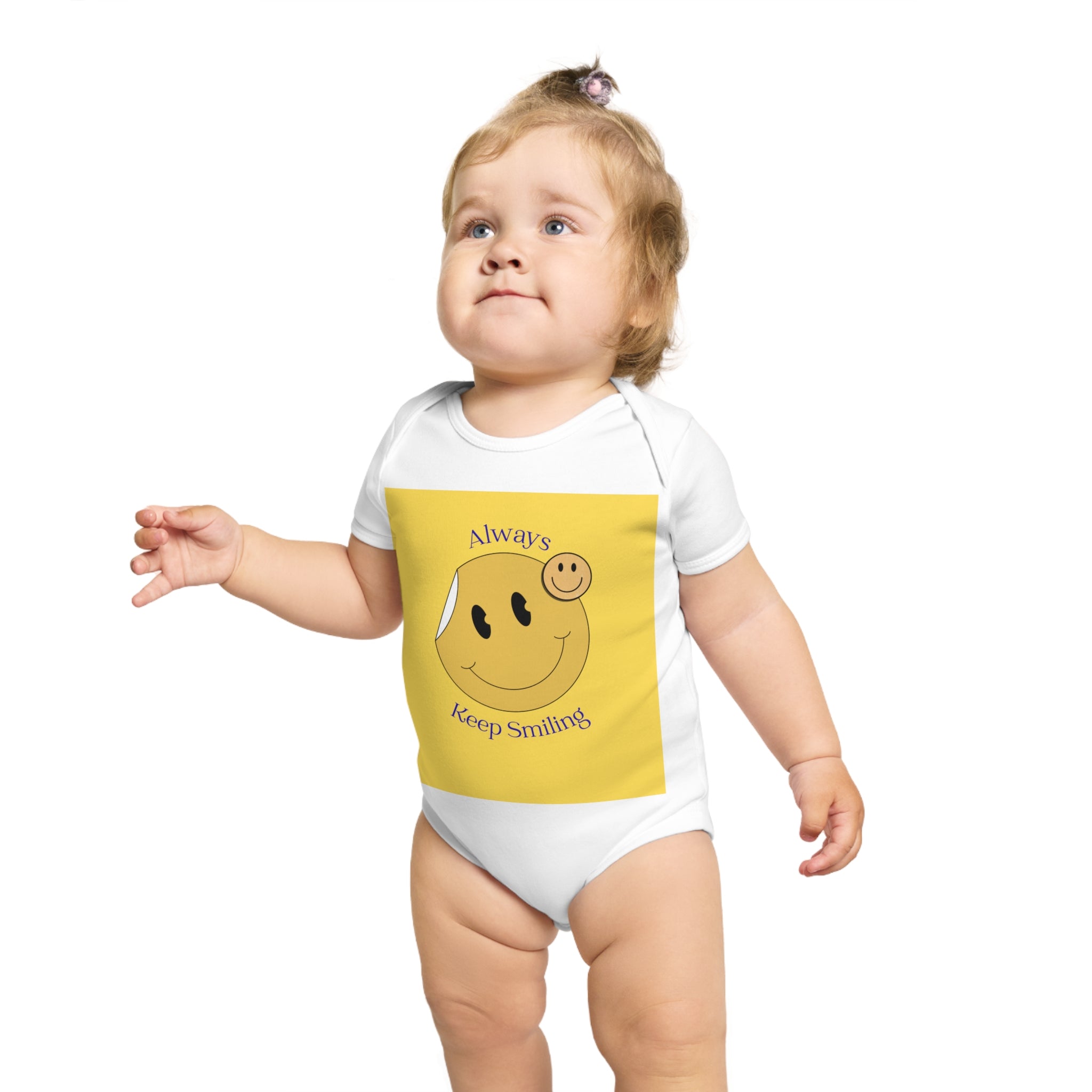 Baby Bodysuit "Always Keep Smiling" Smiley Graphic - Cute Infant Onesie Gift