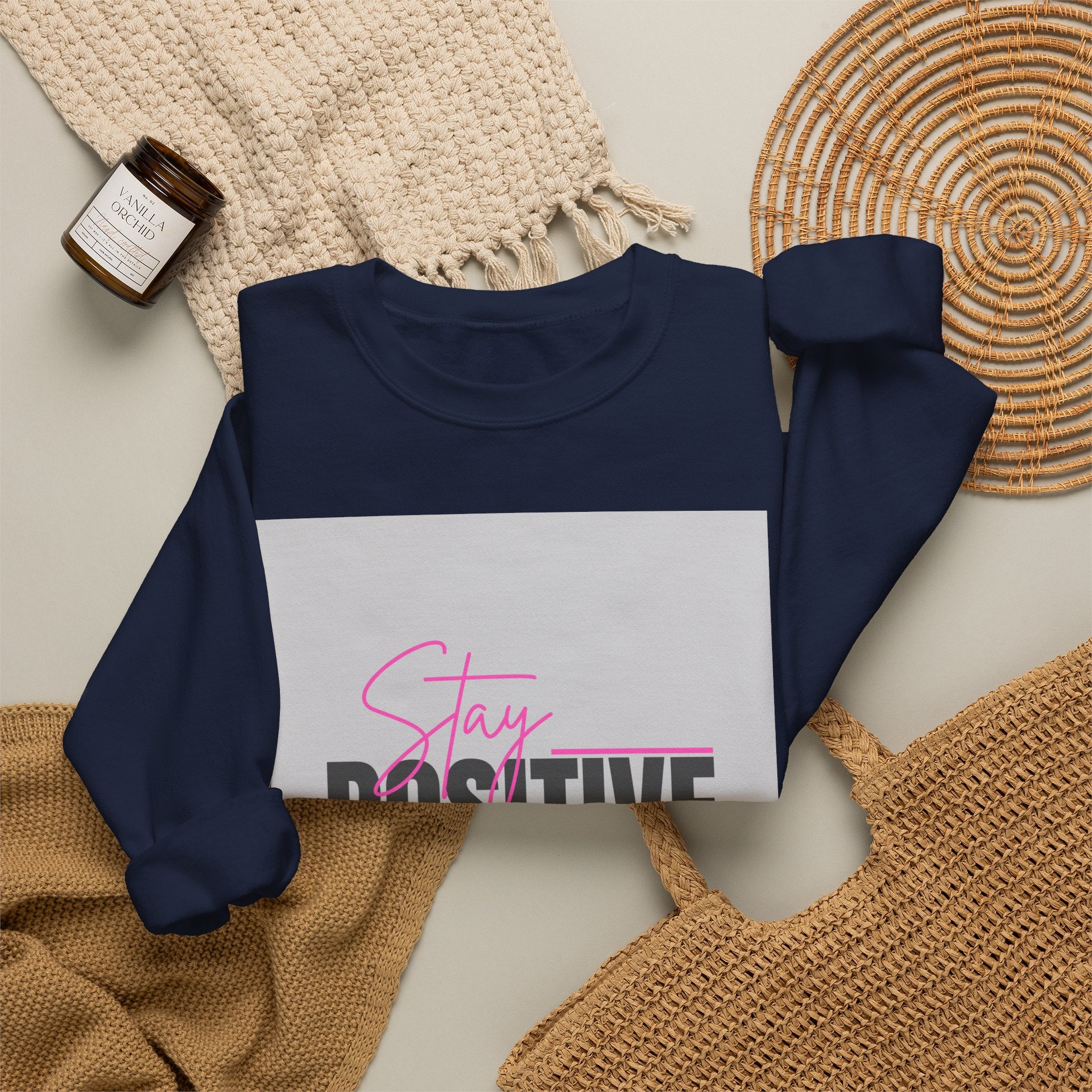 Stay Positive Crewneck Sweatshirt — Inspirational Graphic Sweatshirt