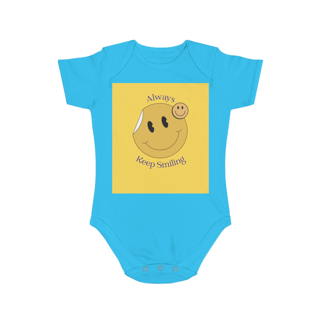 Baby Bodysuit "Always Keep Smiling" Smiley Graphic - Cute Infant Onesie Gift
