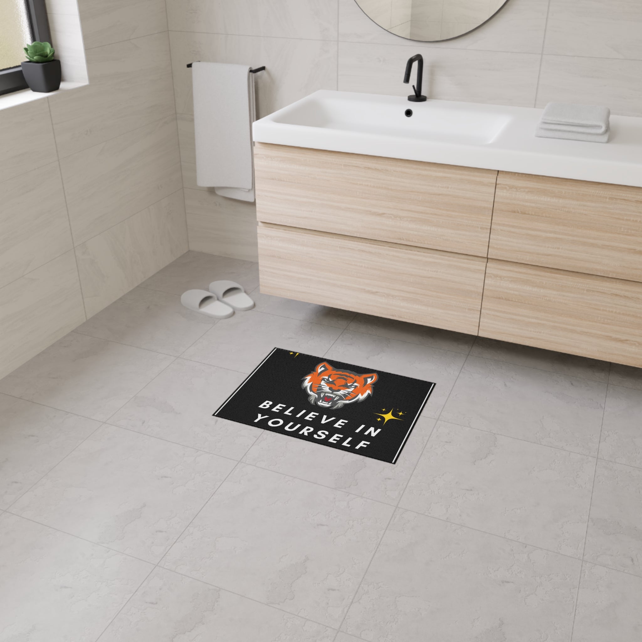 Believe In Yourself Tiger Floor Mat — Motivational Entry Rug