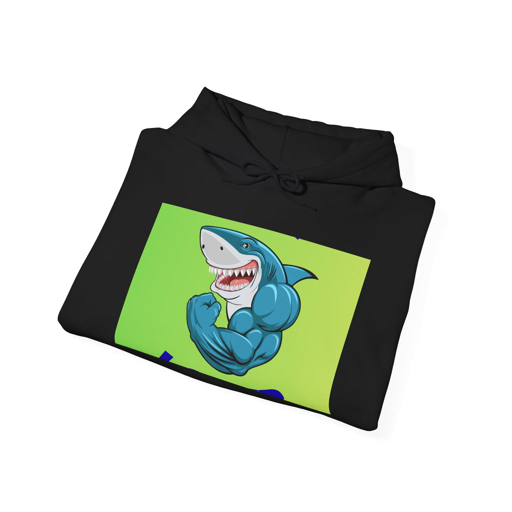 Muscular Shark Hoodie – Funny Cartoon Shark Graphic Sweatshirt