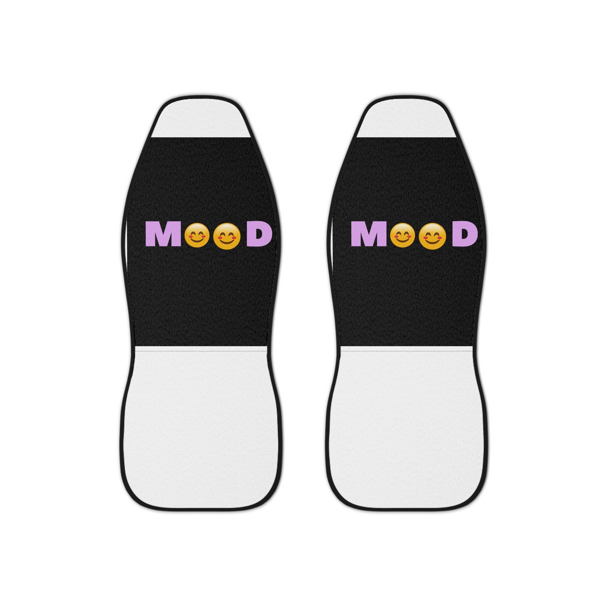 MOOD Emoji Car Seat Covers — Black Cute Smile Face Front Seat Protector