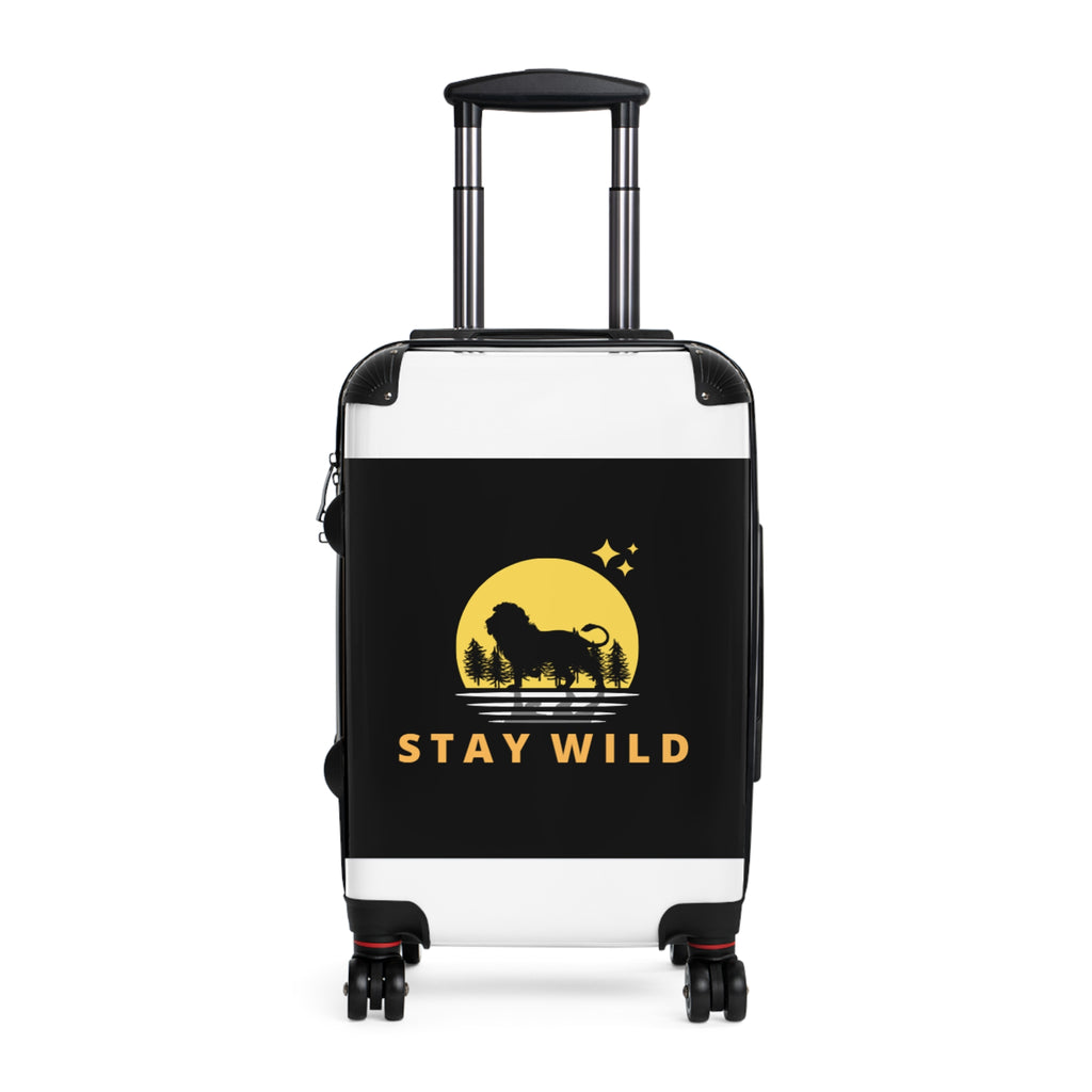 Stay Wild Suitcase - Lion Silhouette Travel Carry-On with Adventure Graphic