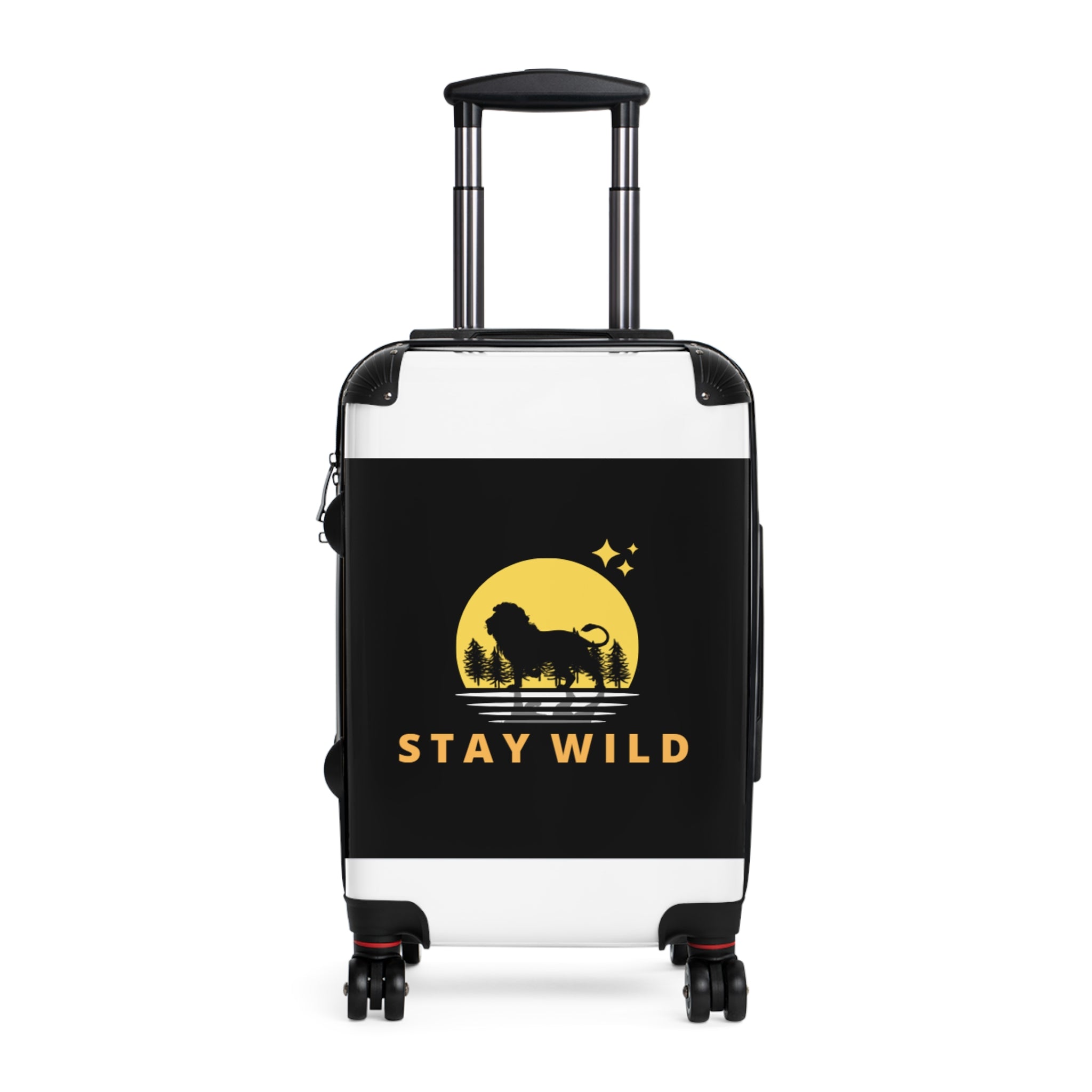 Stay Wild Suitcase - Lion Silhouette Travel Carry-On with Adventure Graphic