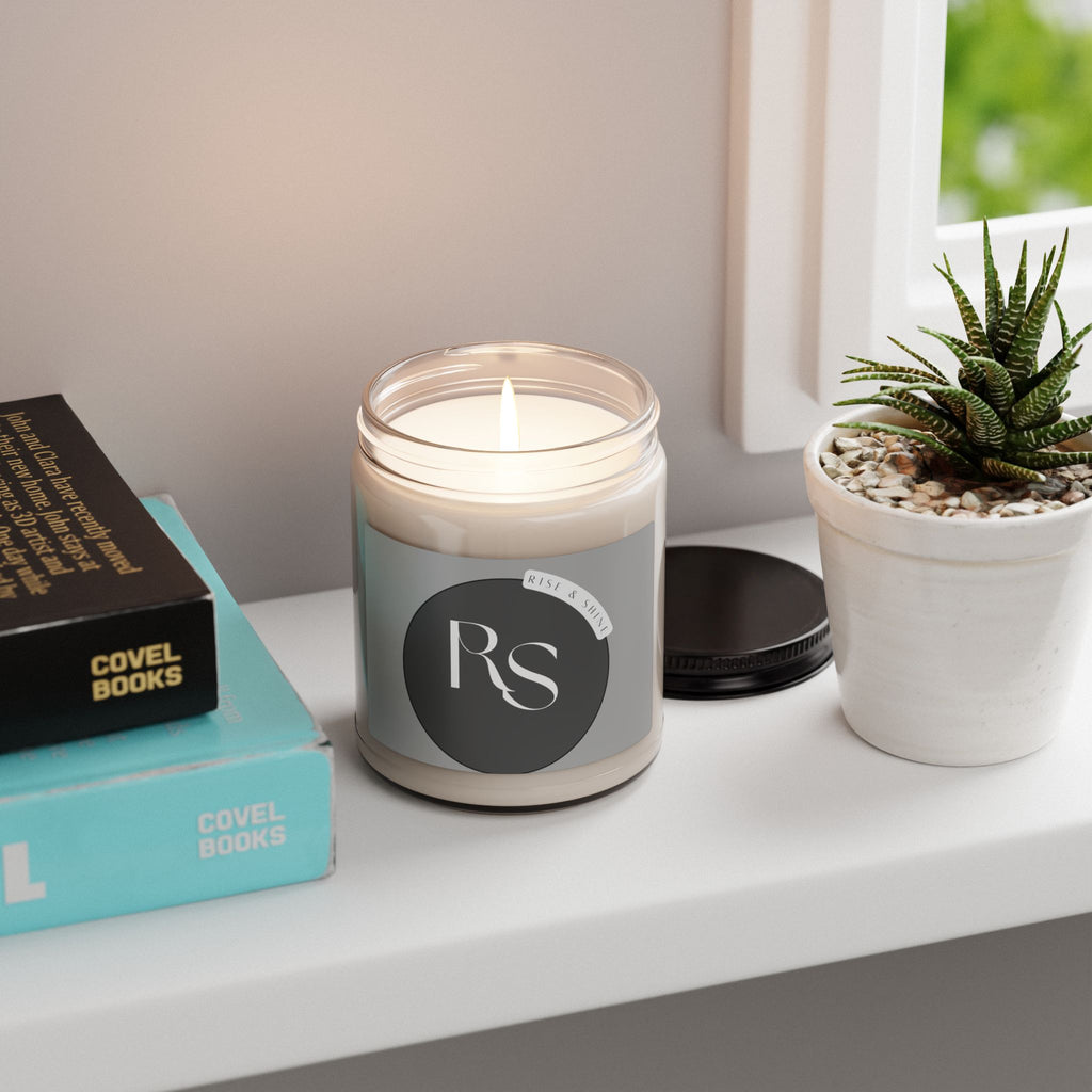 Soy Candle 9oz — Elegant 'RS' Monogram Scented Jar Candle (Aromatherapy Gift)