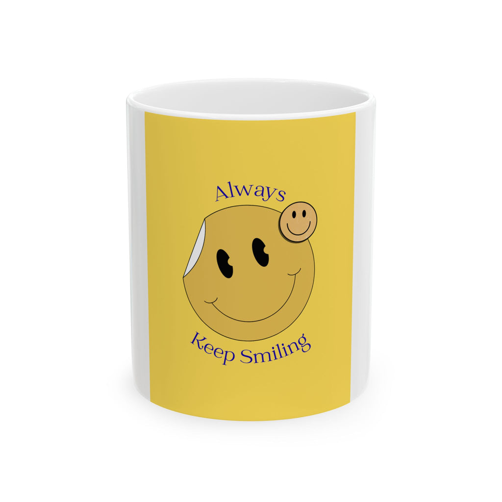 Always Keep Smiling Ceramic Mug – Positive Smiley Face Coffee Cup (11oz, 15oz)