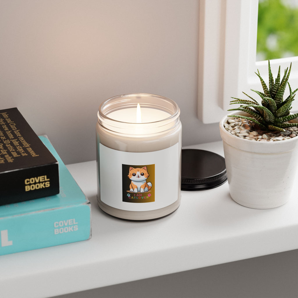 Soy Candle — Cute Shiba Inu "Cat Lover" Scented 9oz