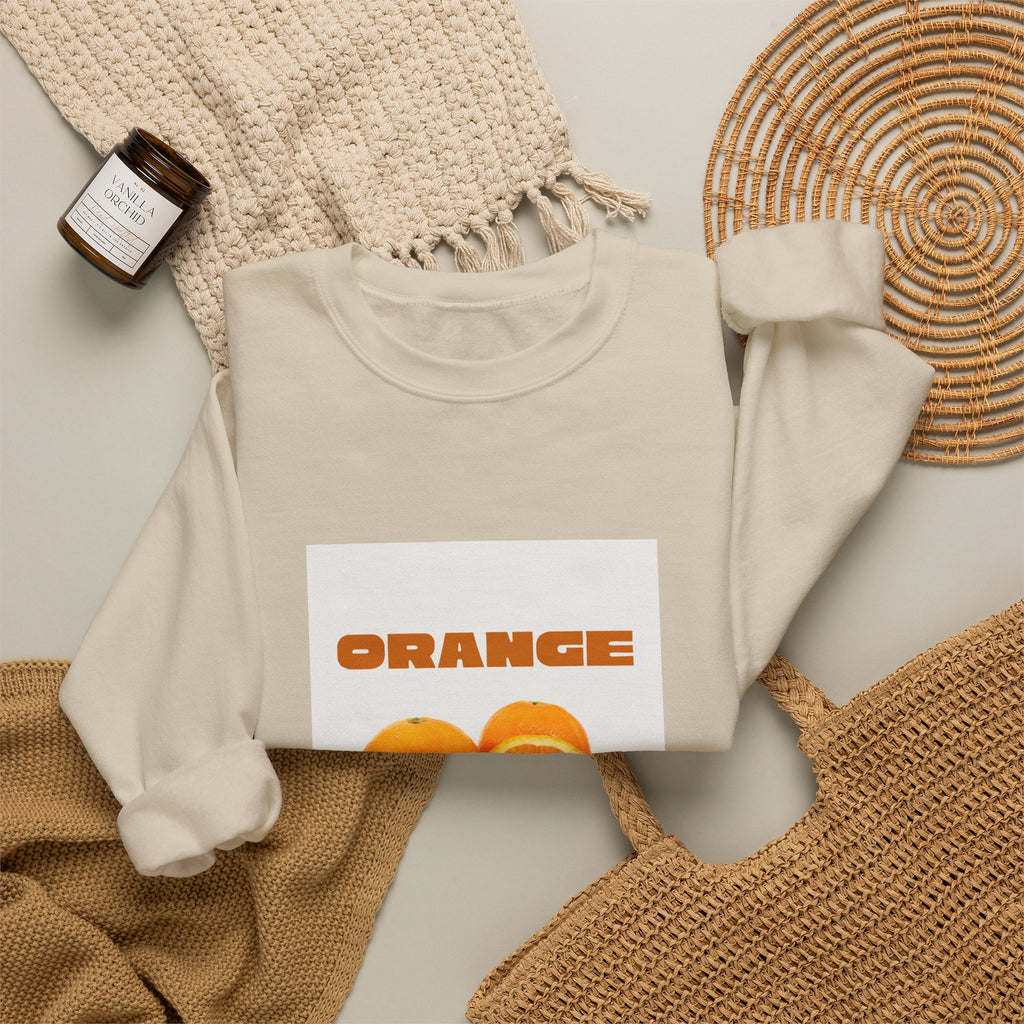 Orange Fruit Graphic Sweatshirt — "ORANGE" Retro Citrus Crewneck