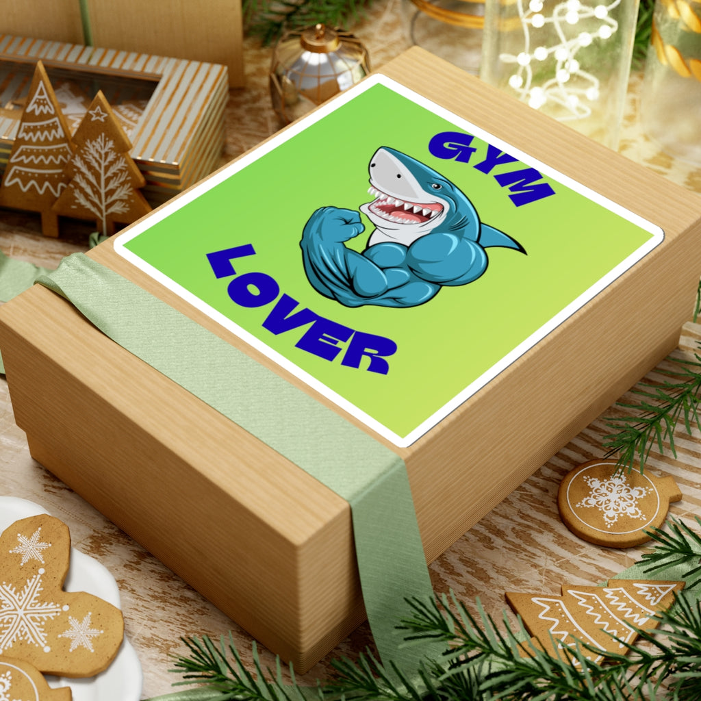 Gym Lover Sticker — Muscular Shark Kiss-Cut Vinyl Sticker
