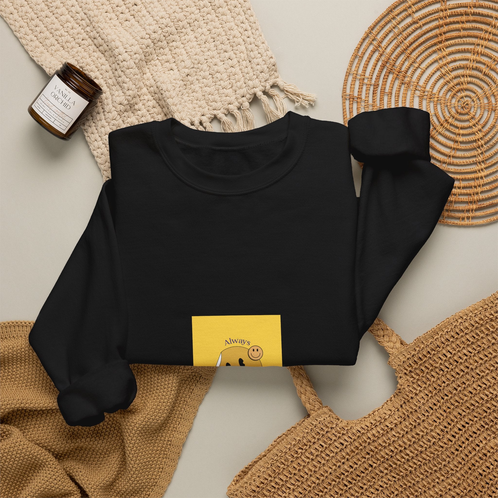 Smile Sunshine Crewneck Sweatshirt — Retro Smiley Face Graphic