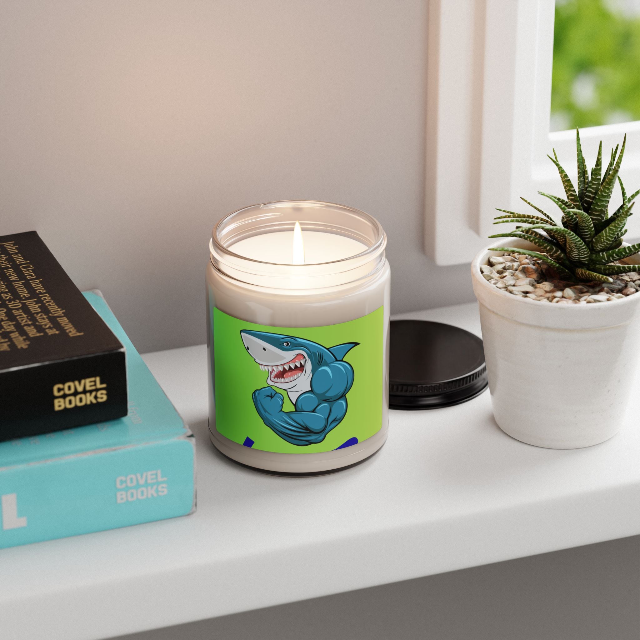 Muscle Shark Scented Soy Candle — 9oz Funny Gym & Ocean Gift