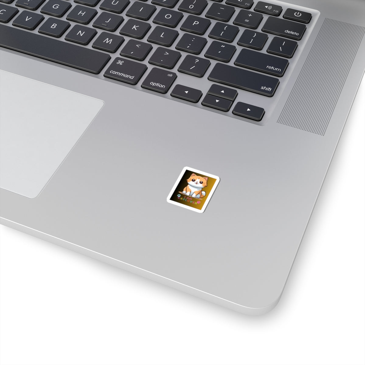 Kawaii Cat Lover Kiss-Cut Sticker — Cute Orange Kitten "I Am Catlover" Laptop Decal