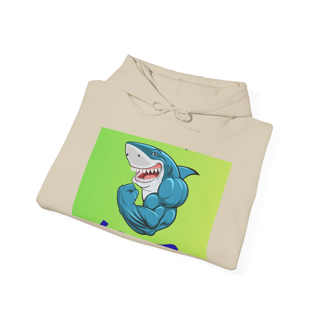 Muscular Shark Hoodie – Funny Cartoon Shark Graphic Sweatshirt