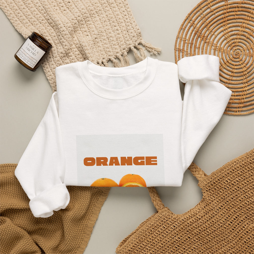Orange Fruit Graphic Sweatshirt — "ORANGE" Retro Citrus Crewneck