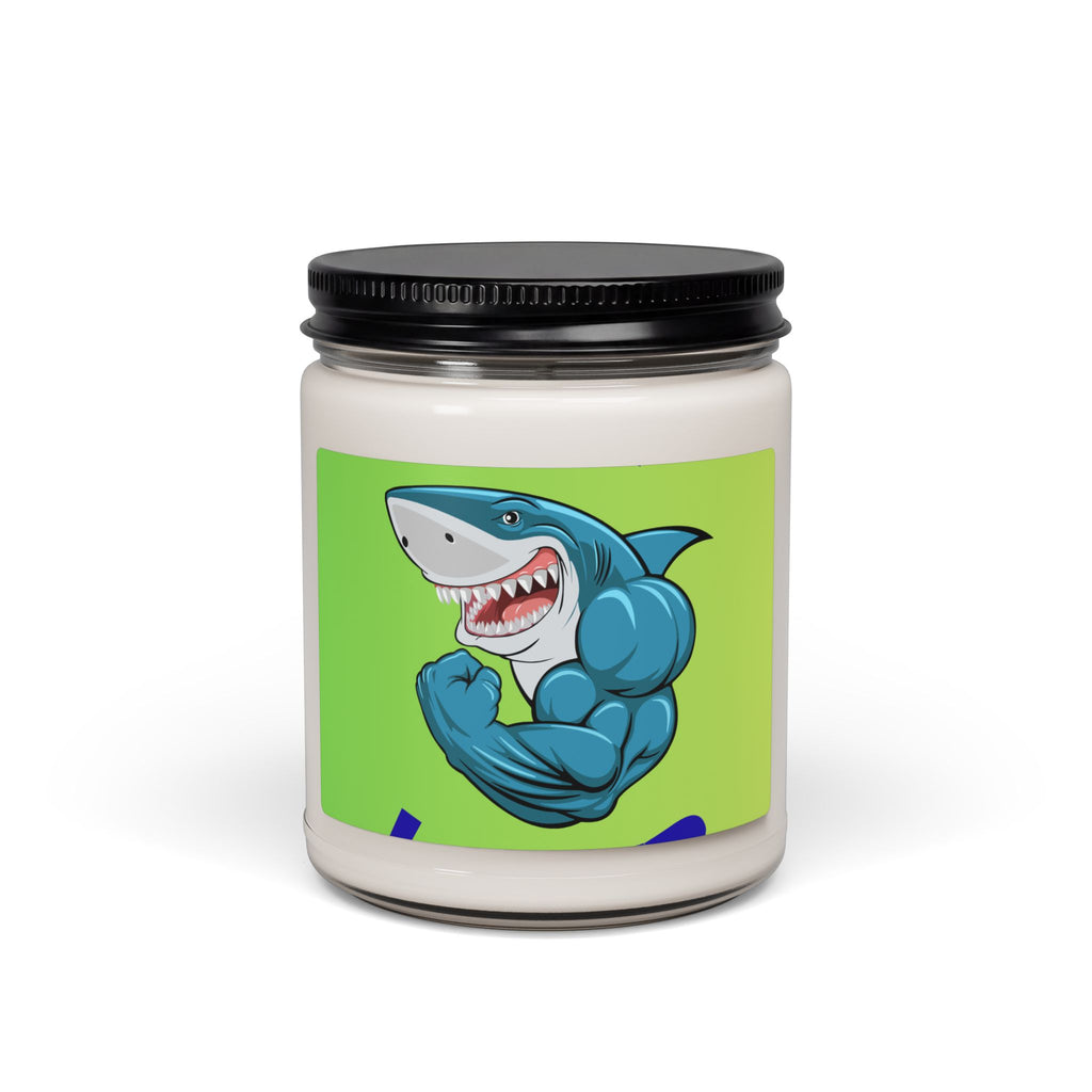 Muscle Shark Scented Soy Candle — 9oz Funny Gym & Ocean Gift