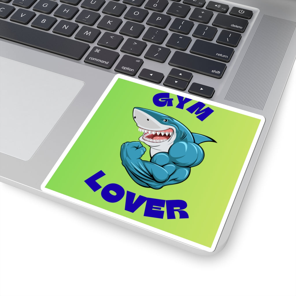Gym Lover Sticker — Muscular Shark Kiss-Cut Vinyl Sticker