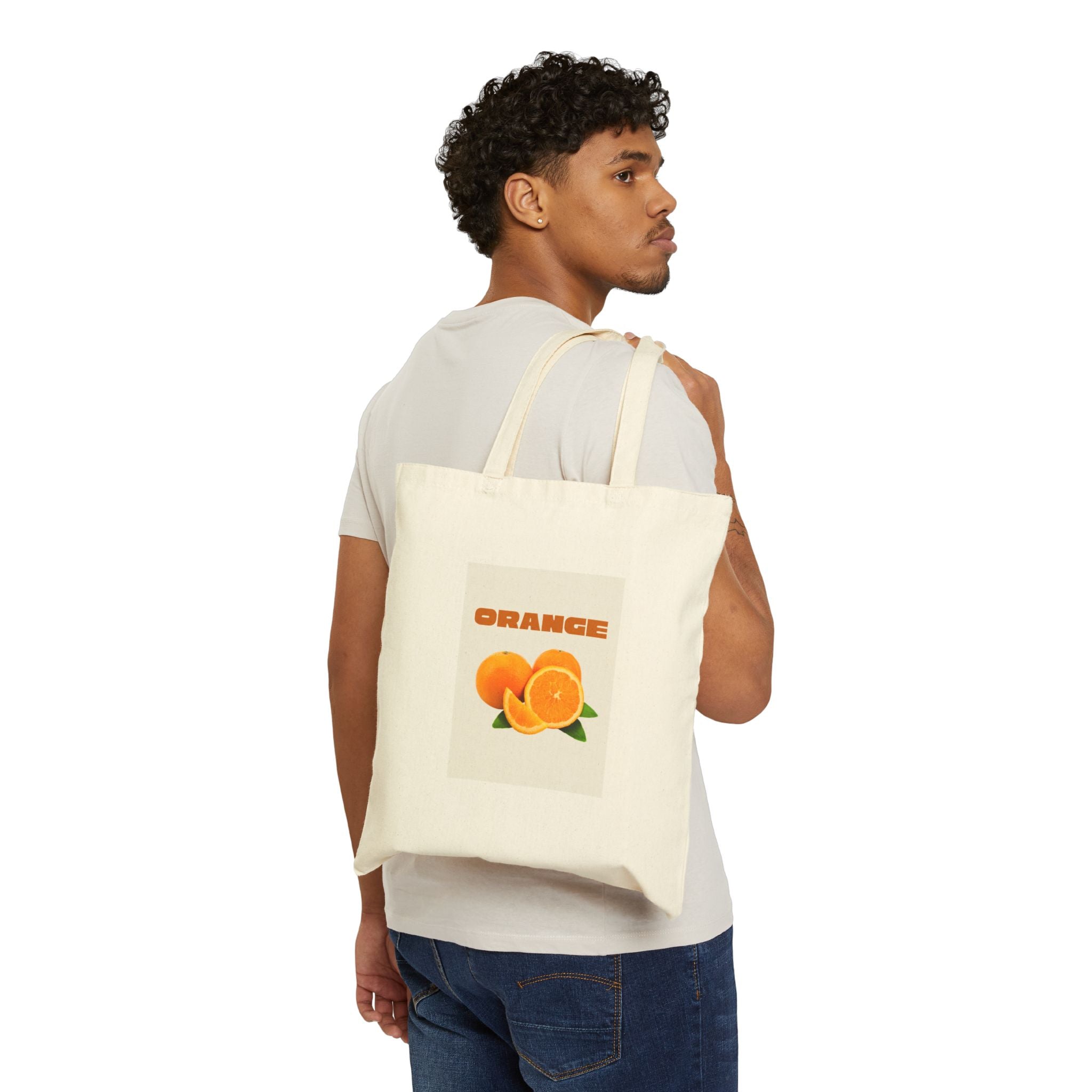 Orange Fruit Canvas Tote — Retro Citrus Grocery & Market Bag