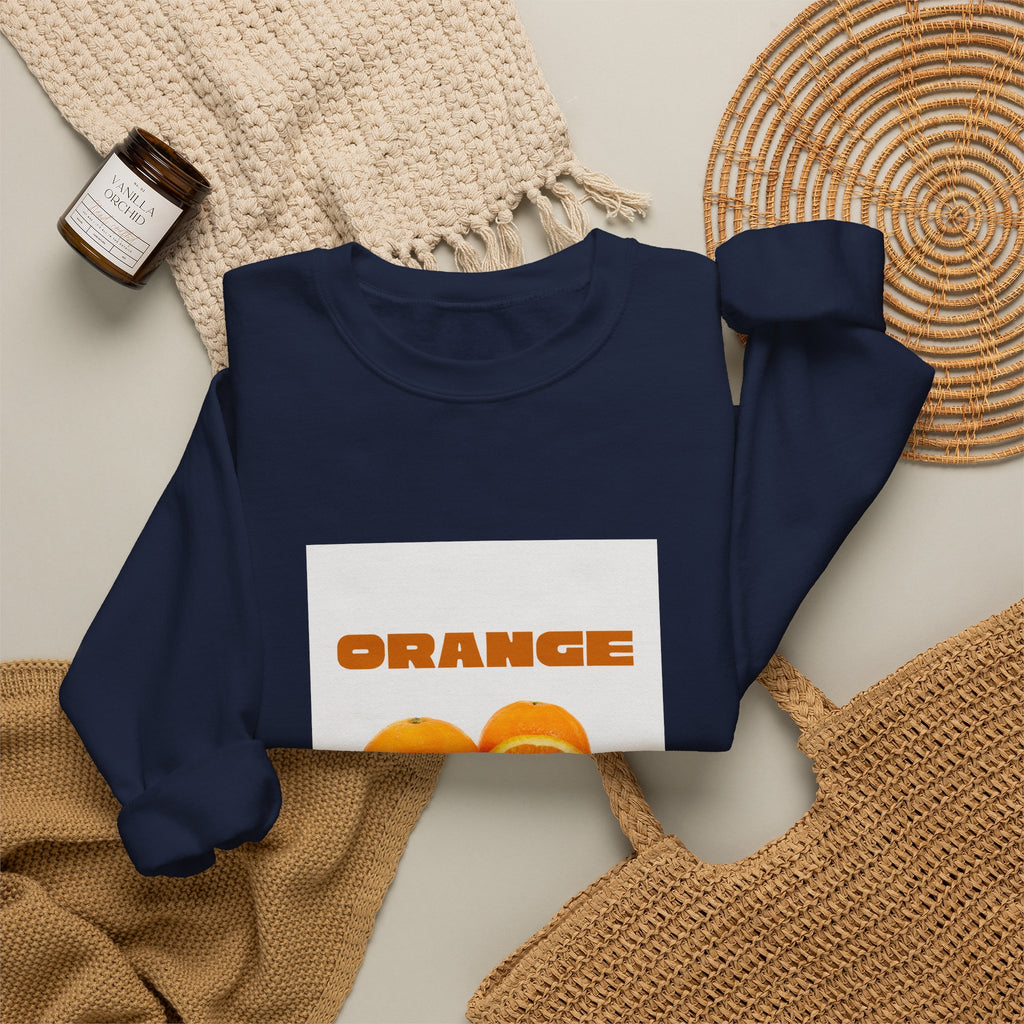 Orange Fruit Graphic Sweatshirt — "ORANGE" Retro Citrus Crewneck