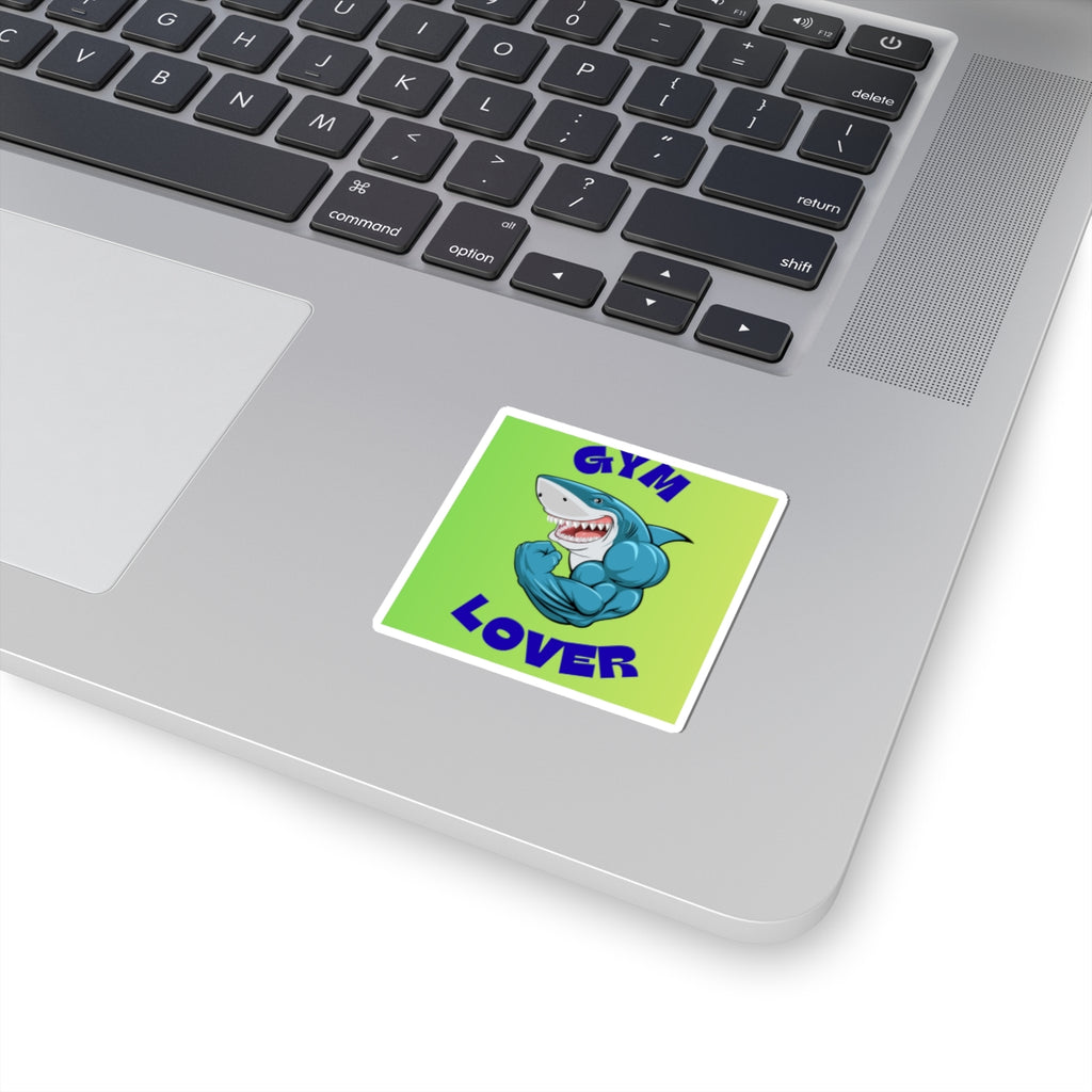 Gym Lover Sticker — Muscular Shark Kiss-Cut Vinyl Sticker