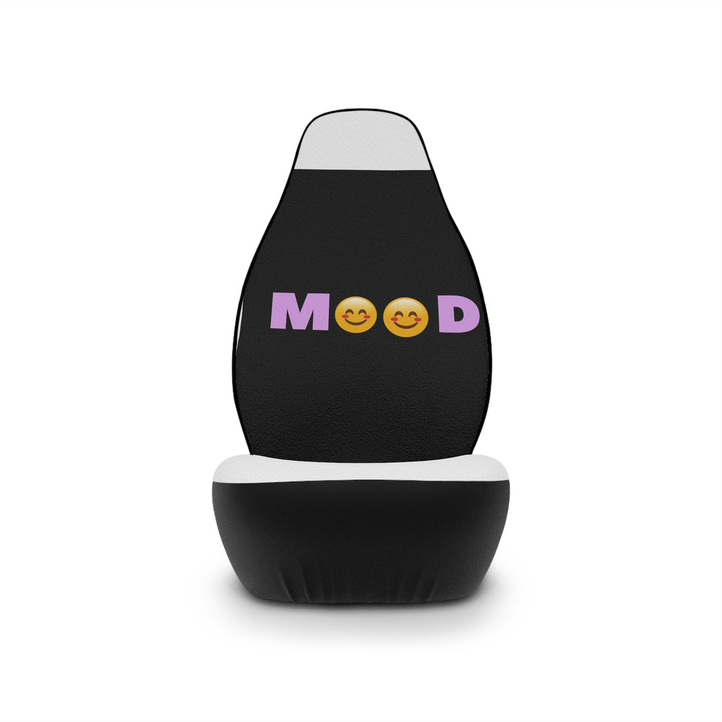 MOOD Emoji Car Seat Covers — Black Cute Smile Face Front Seat Protector