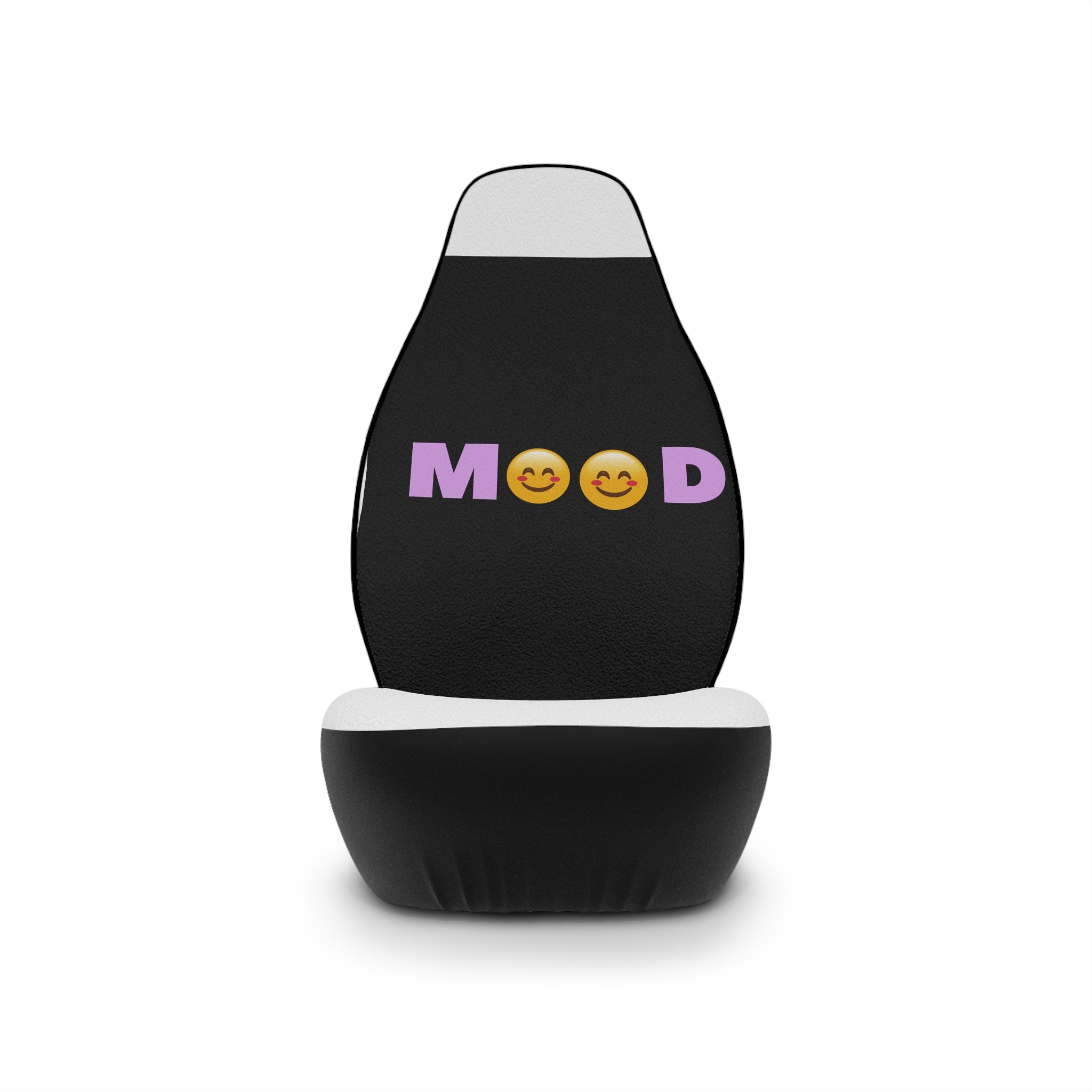 MOOD Emoji Car Seat Covers — Black Cute Smile Face Front Seat Protector