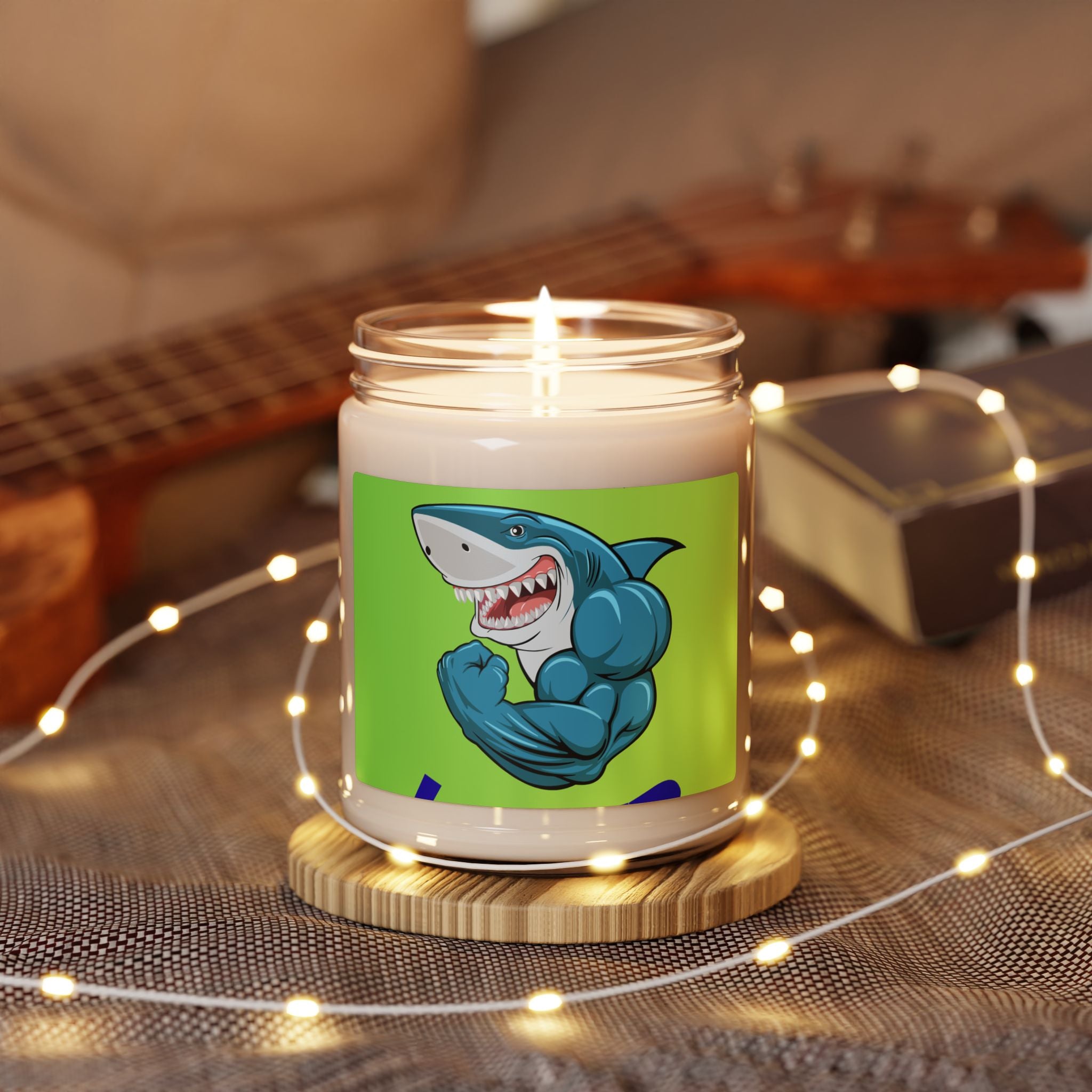 Muscle Shark Scented Soy Candle — 9oz Funny Gym & Ocean Gift