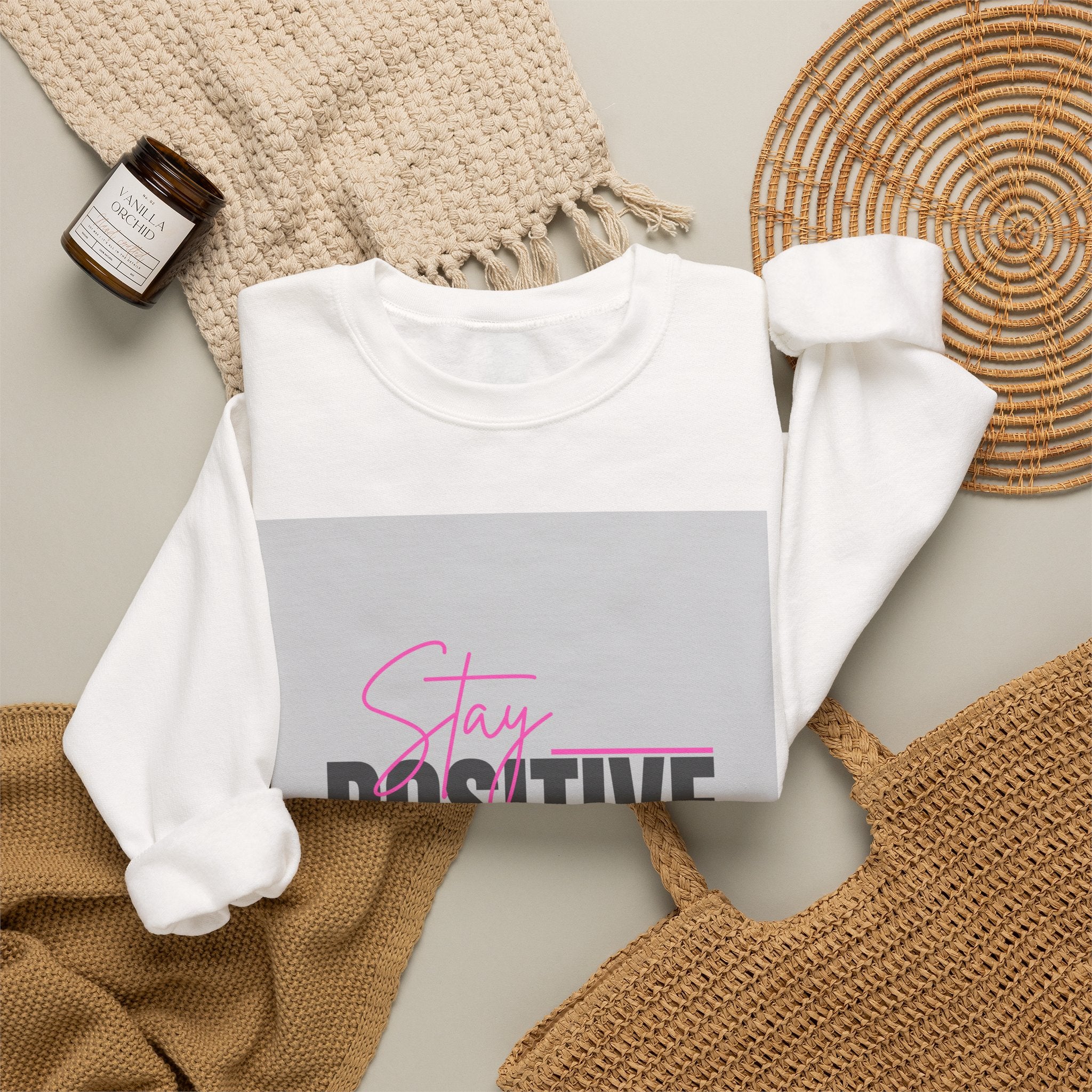 Stay Positive Crewneck Sweatshirt — Inspirational Graphic Sweatshirt