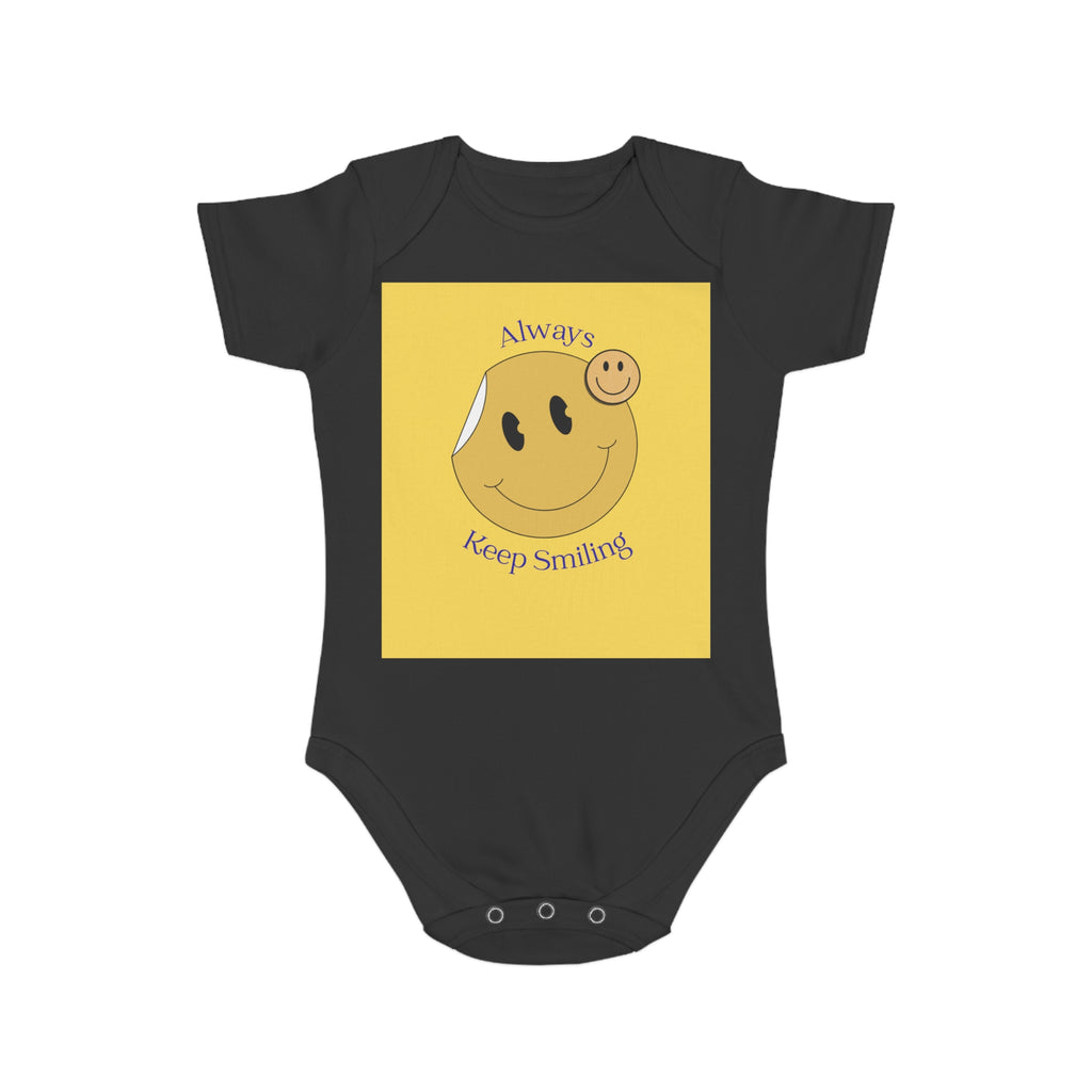 Baby Bodysuit "Always Keep Smiling" Smiley Graphic - Cute Infant Onesie Gift