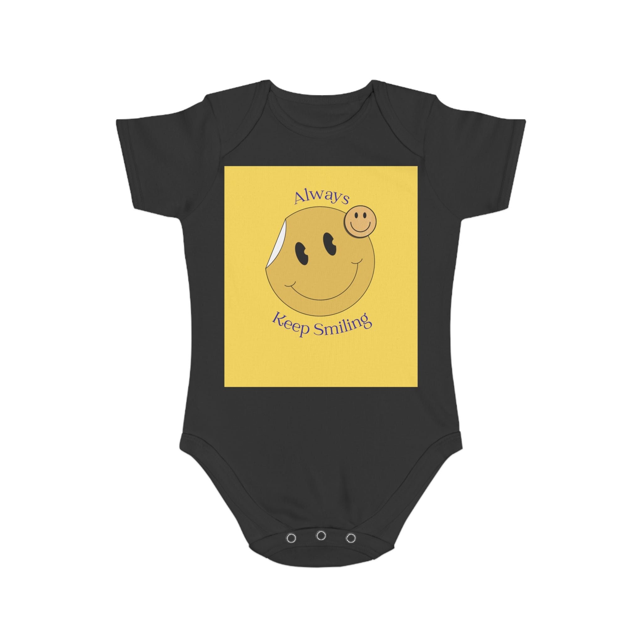 Baby Bodysuit "Always Keep Smiling" Smiley Graphic - Cute Infant Onesie Gift
