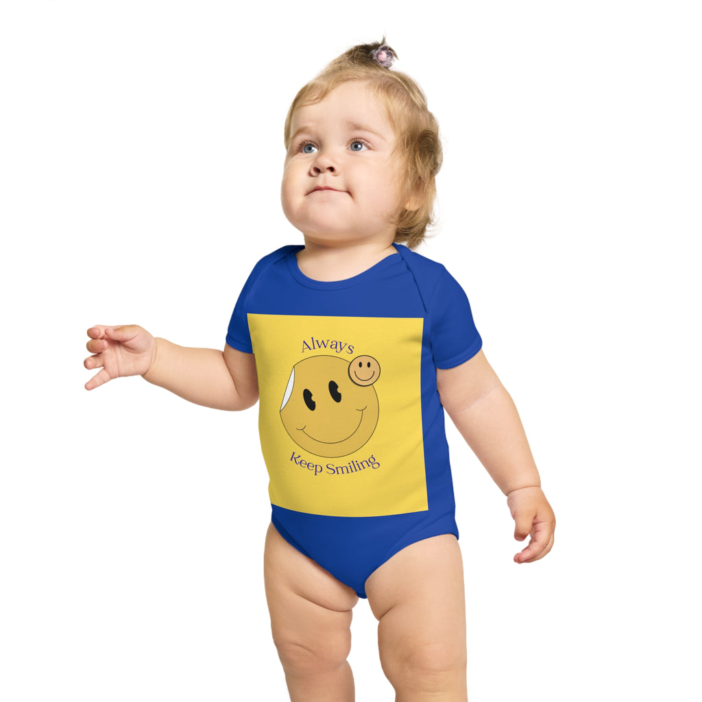 Baby Bodysuit "Always Keep Smiling" Smiley Graphic - Cute Infant Onesie Gift