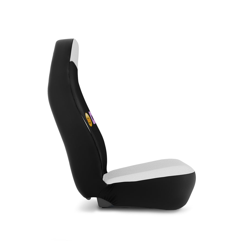 MOOD Emoji Car Seat Covers — Black Cute Smile Face Front Seat Protector