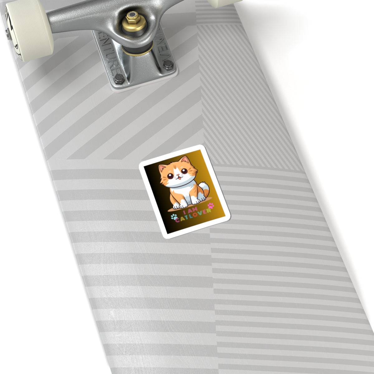 Kawaii Cat Lover Kiss-Cut Sticker — Cute Orange Kitten "I Am Catlover" Laptop Decal