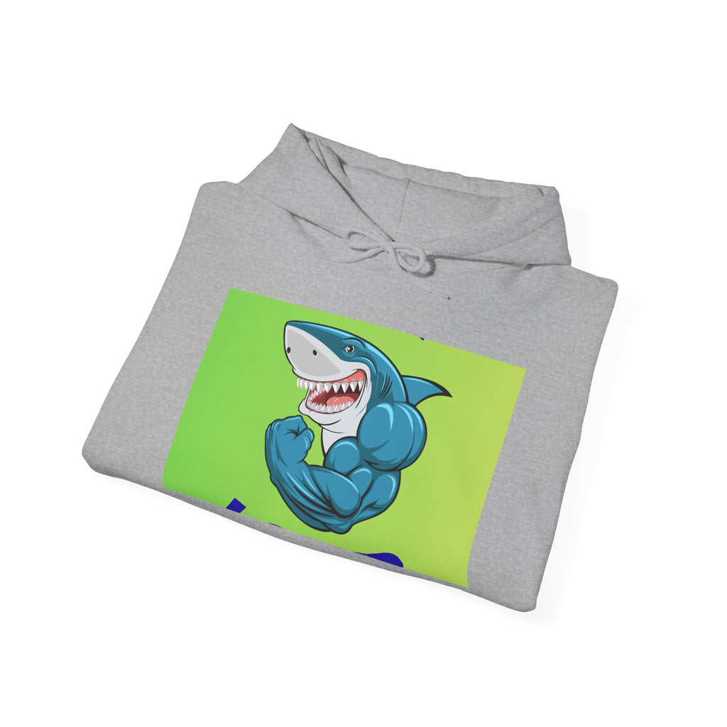 Muscular Shark Hoodie – Funny Cartoon Shark Graphic Sweatshirt