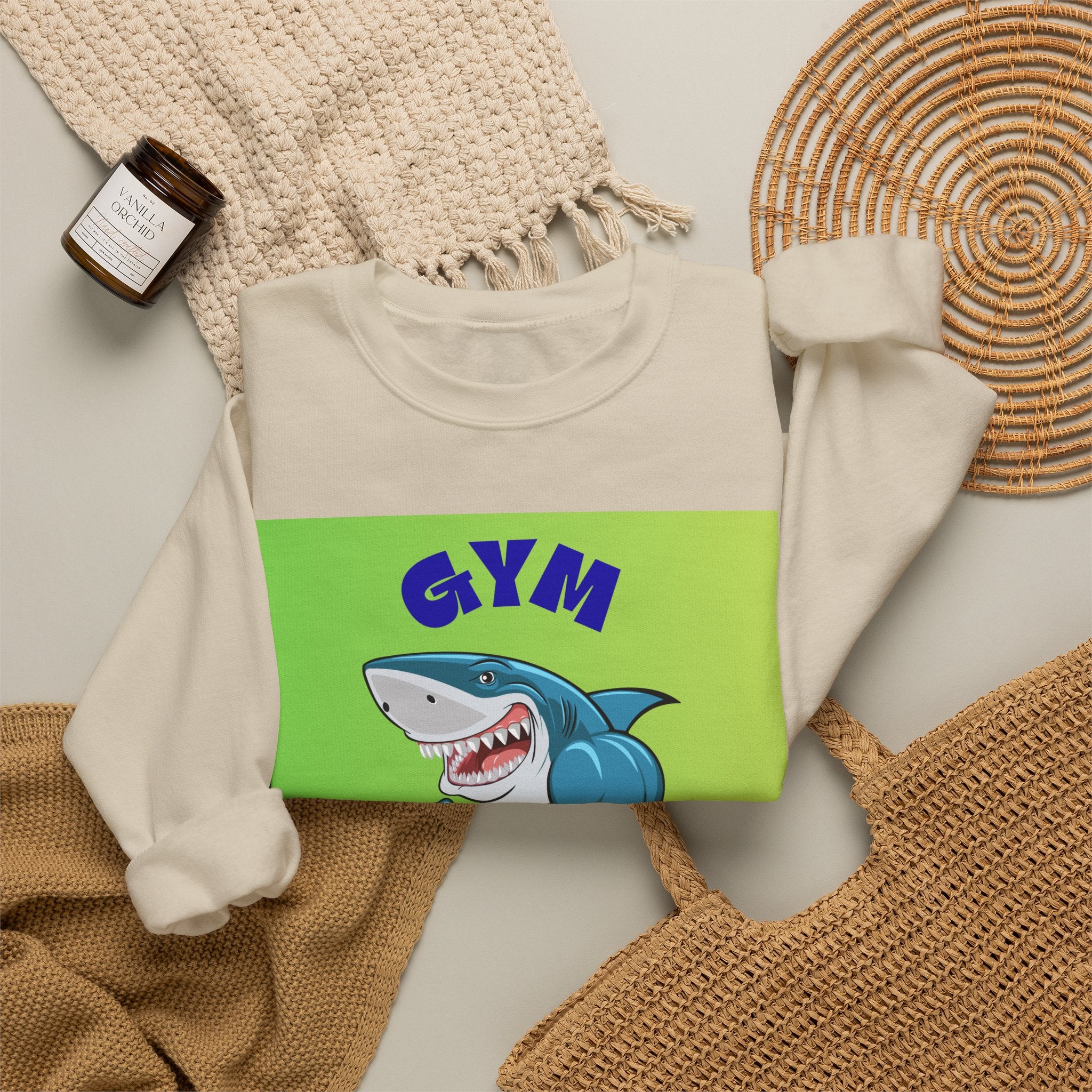 Gym Lover Sweatshirt — Muscular Shark Fitness Crewneck