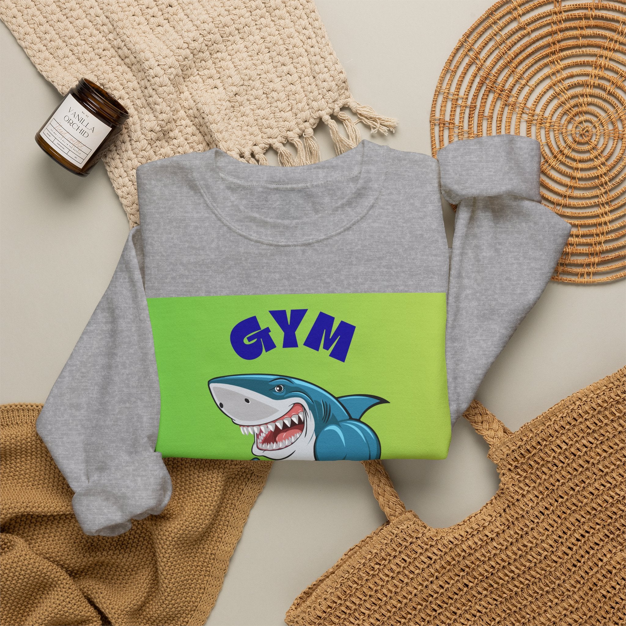Gym Lover Sweatshirt — Muscular Shark Fitness Crewneck