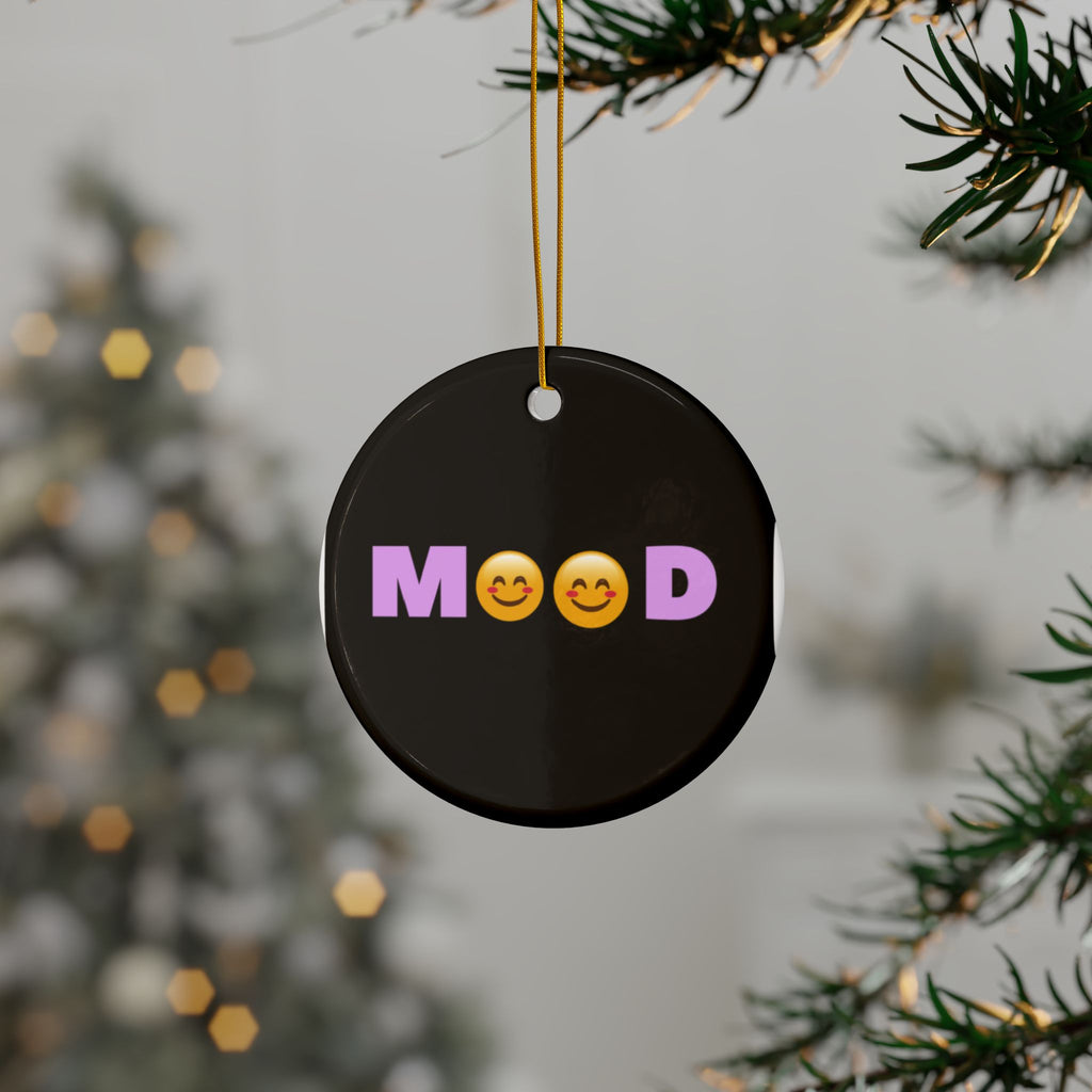 Mood Emoji Ceramic Ornament — Double-Sided Decorative Holiday Ornament
