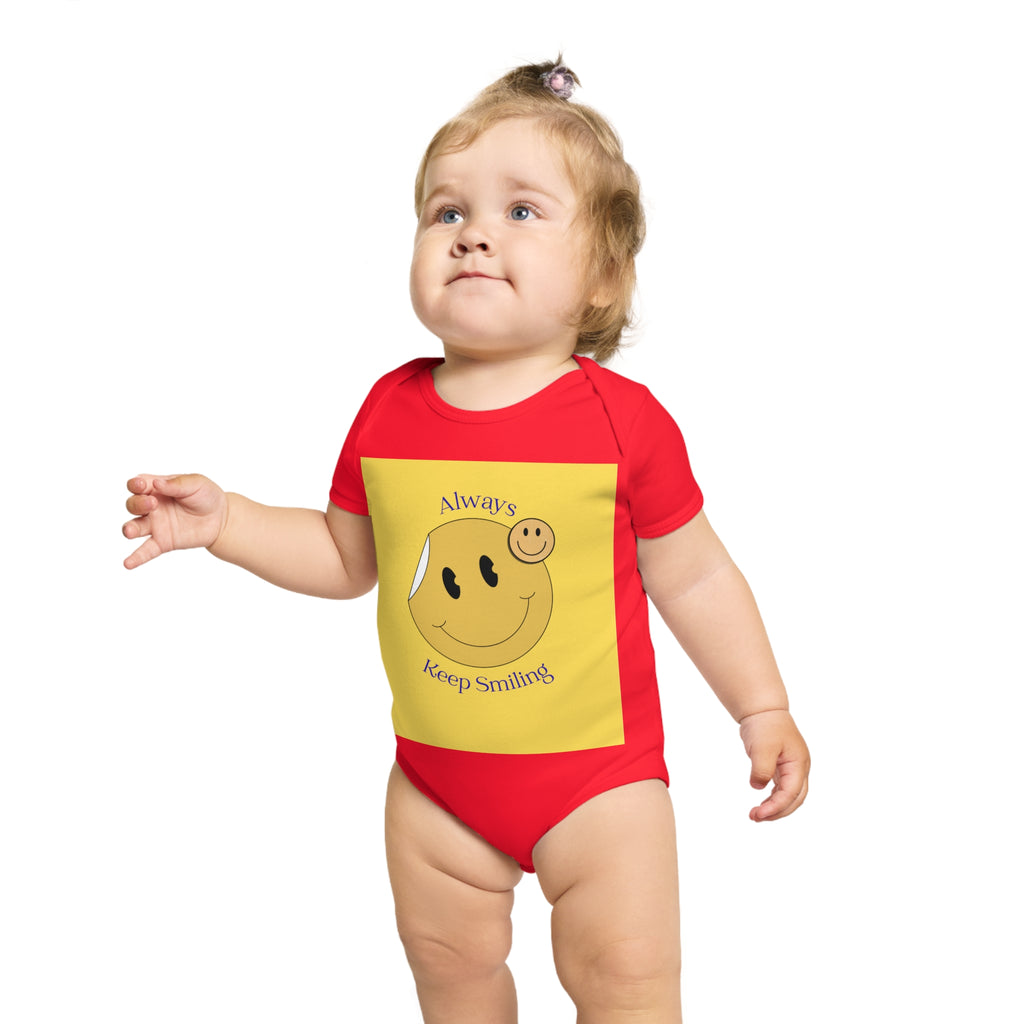 Baby Bodysuit "Always Keep Smiling" Smiley Graphic - Cute Infant Onesie Gift