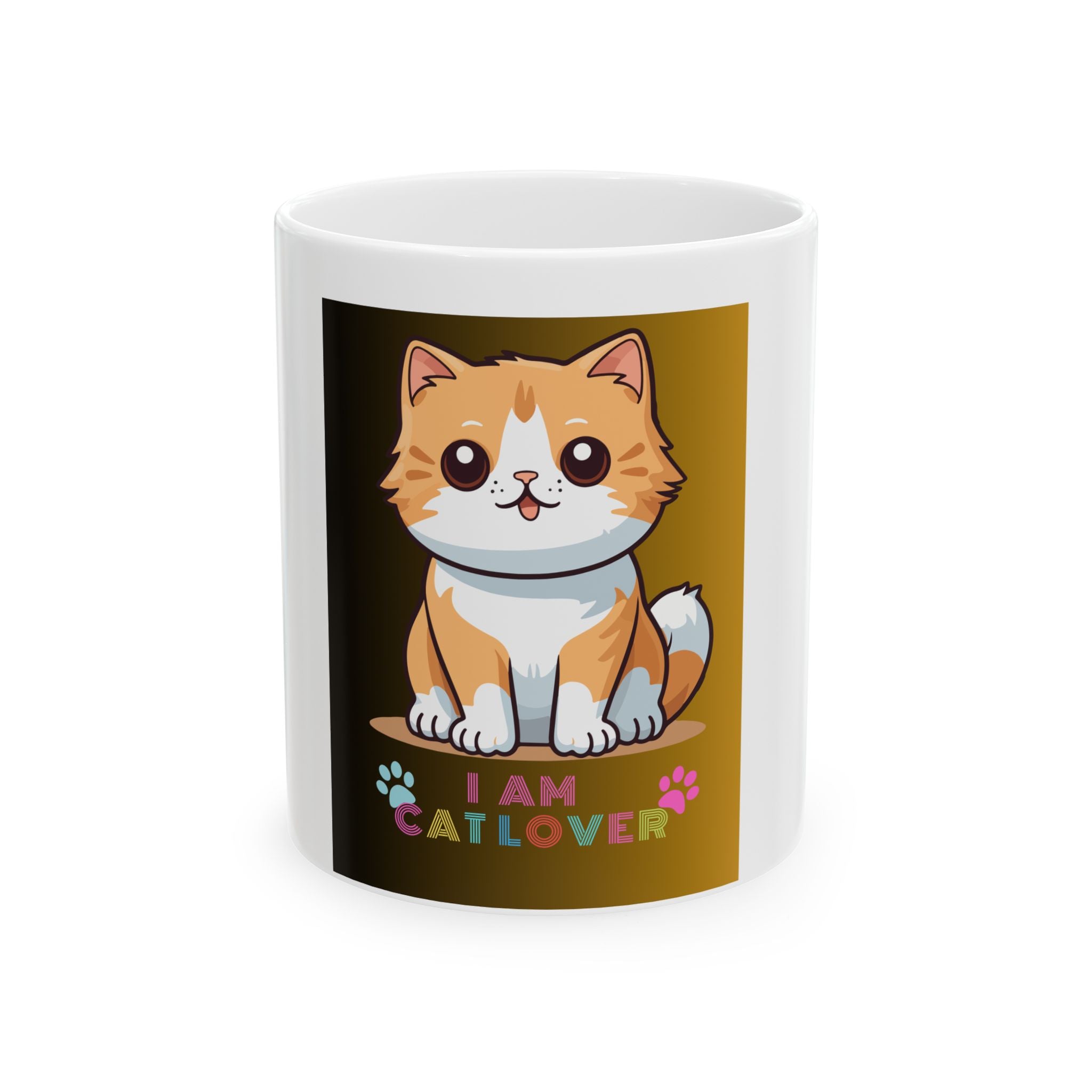 Cat Lover Ceramic Mug – Cute Orange Kitten "I Am Catlover" 11oz/15oz