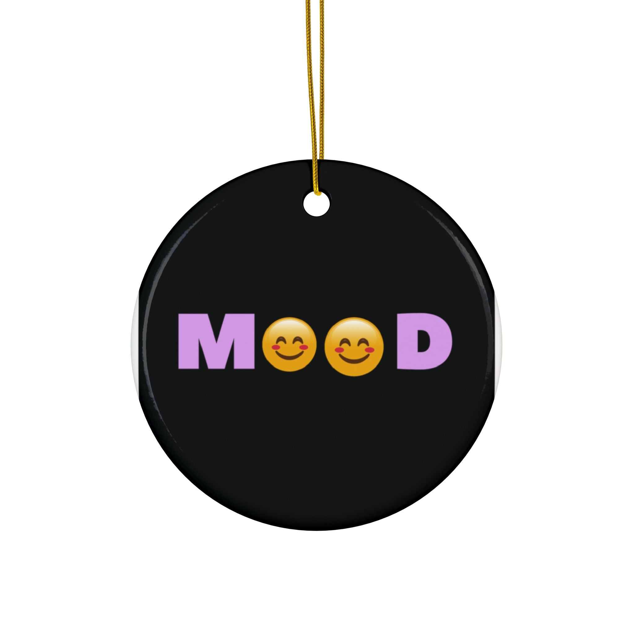 Mood Emoji Ceramic Ornament — Double-Sided Decorative Holiday Ornament