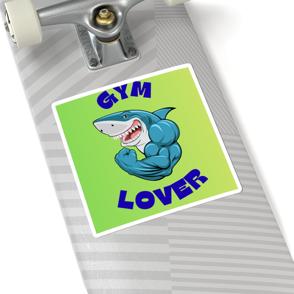 Gym Lover Sticker — Muscular Shark Kiss-Cut Vinyl Sticker