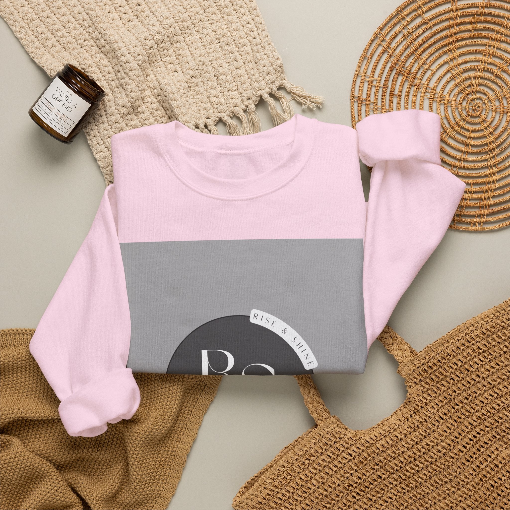 RS Monogram Crewneck Sweatshirt — Minimalist Gray Logo Pullover