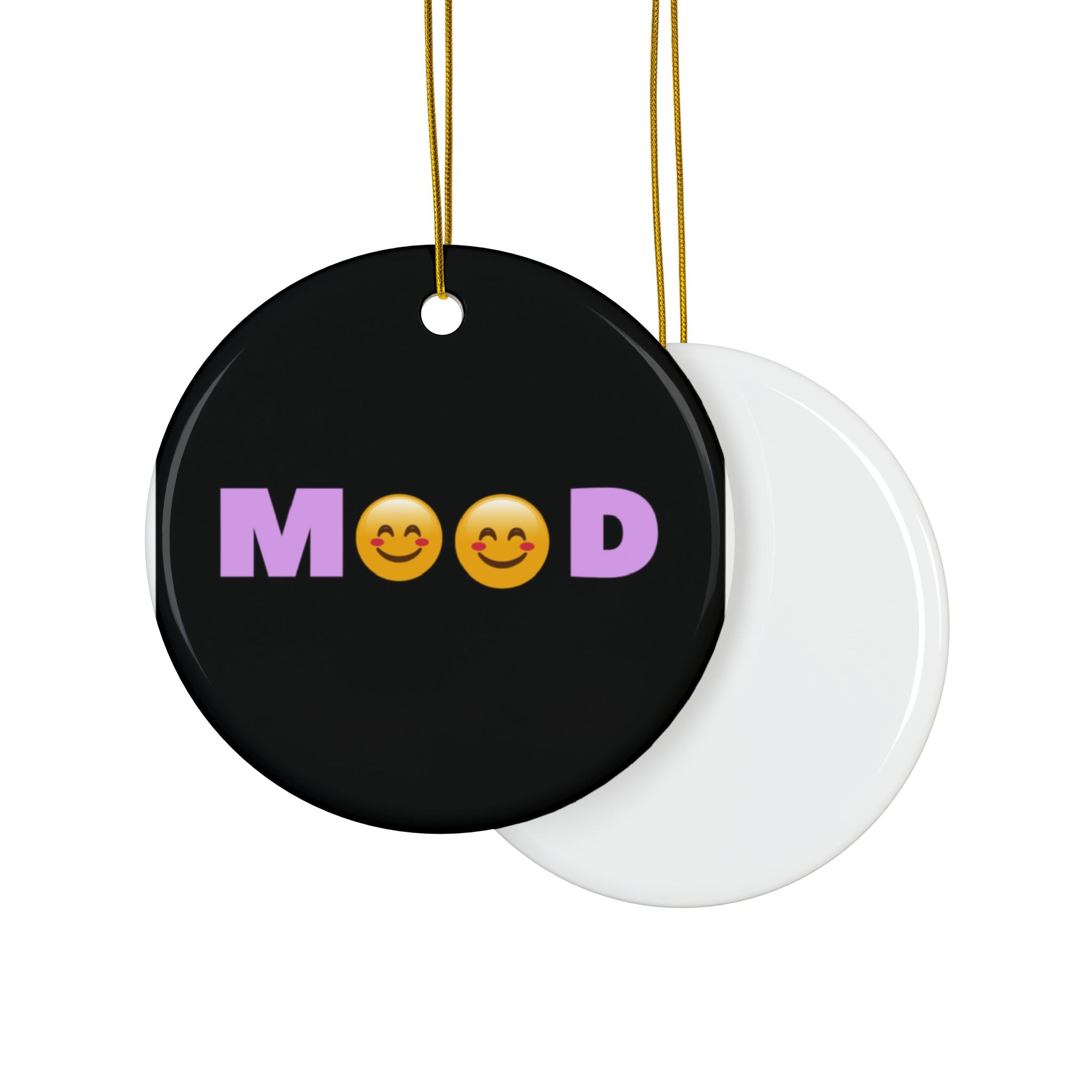 Mood Emoji Ceramic Ornament — Double-Sided Decorative Holiday Ornament